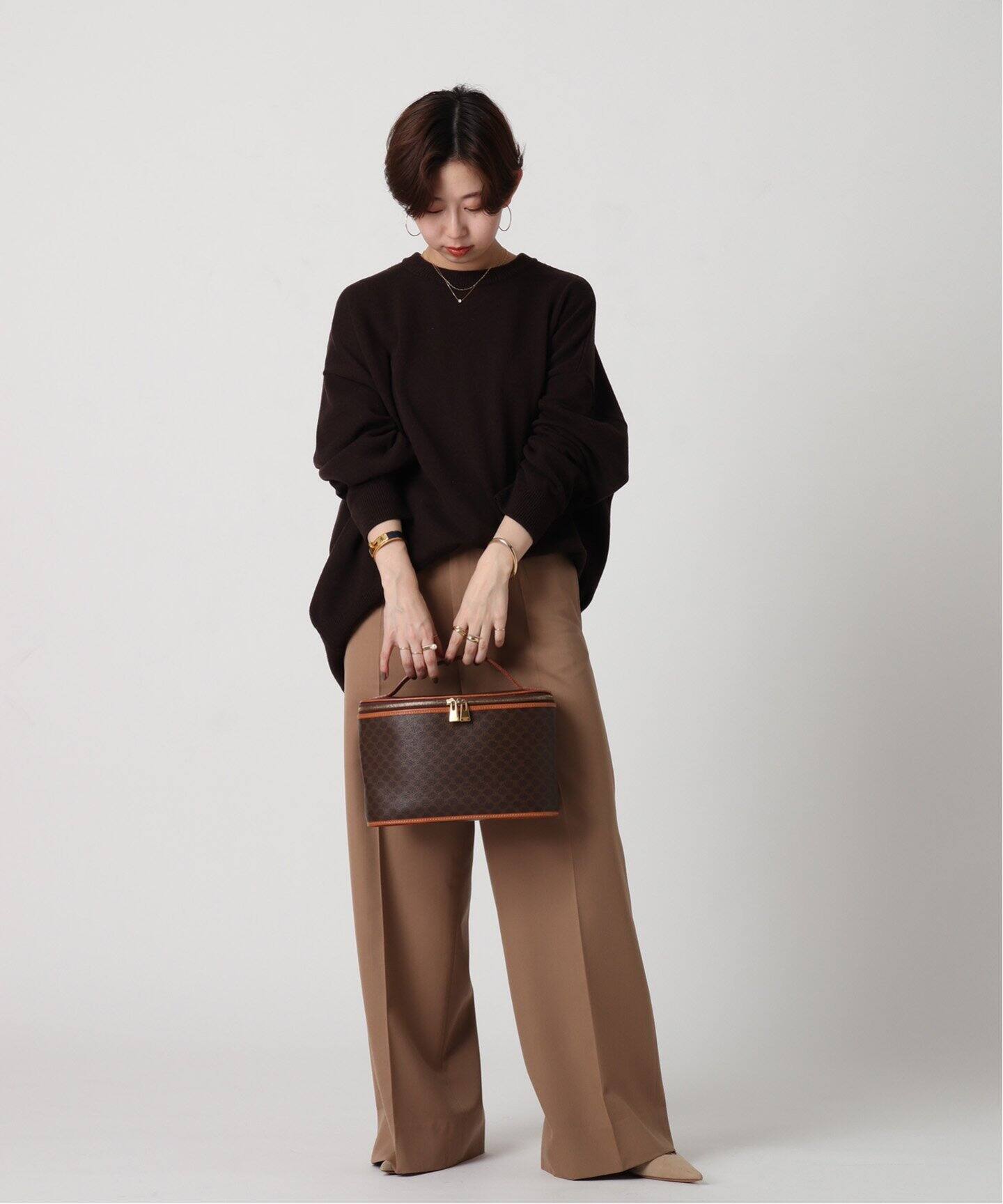 VINTAGE CELINE/セリーヌ】マカダム バニティバッグ（ハンドバッグ  