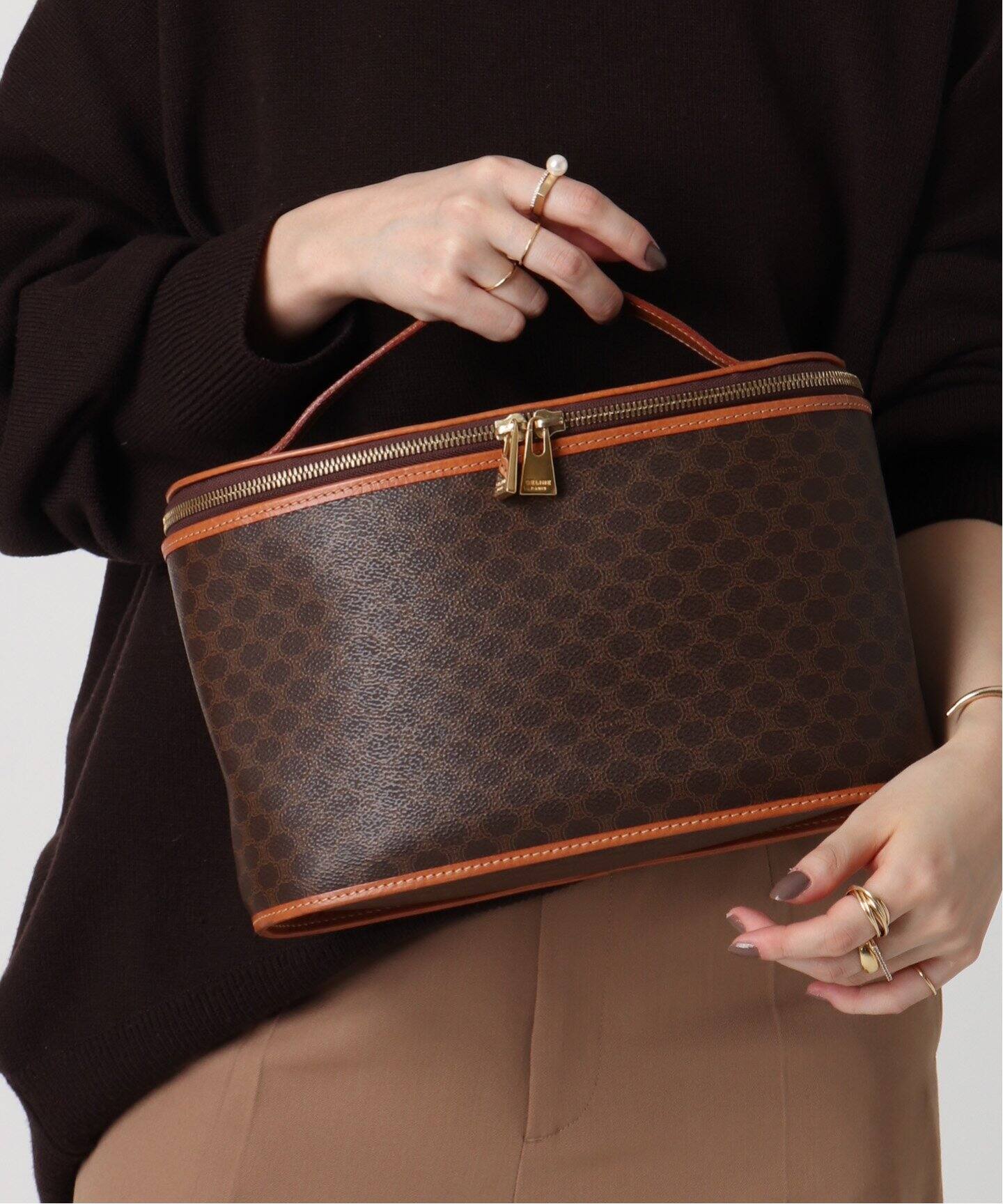 VINTAGE CELINE/セリーヌ】マカダム バニティバッグ（ハンドバッグ  