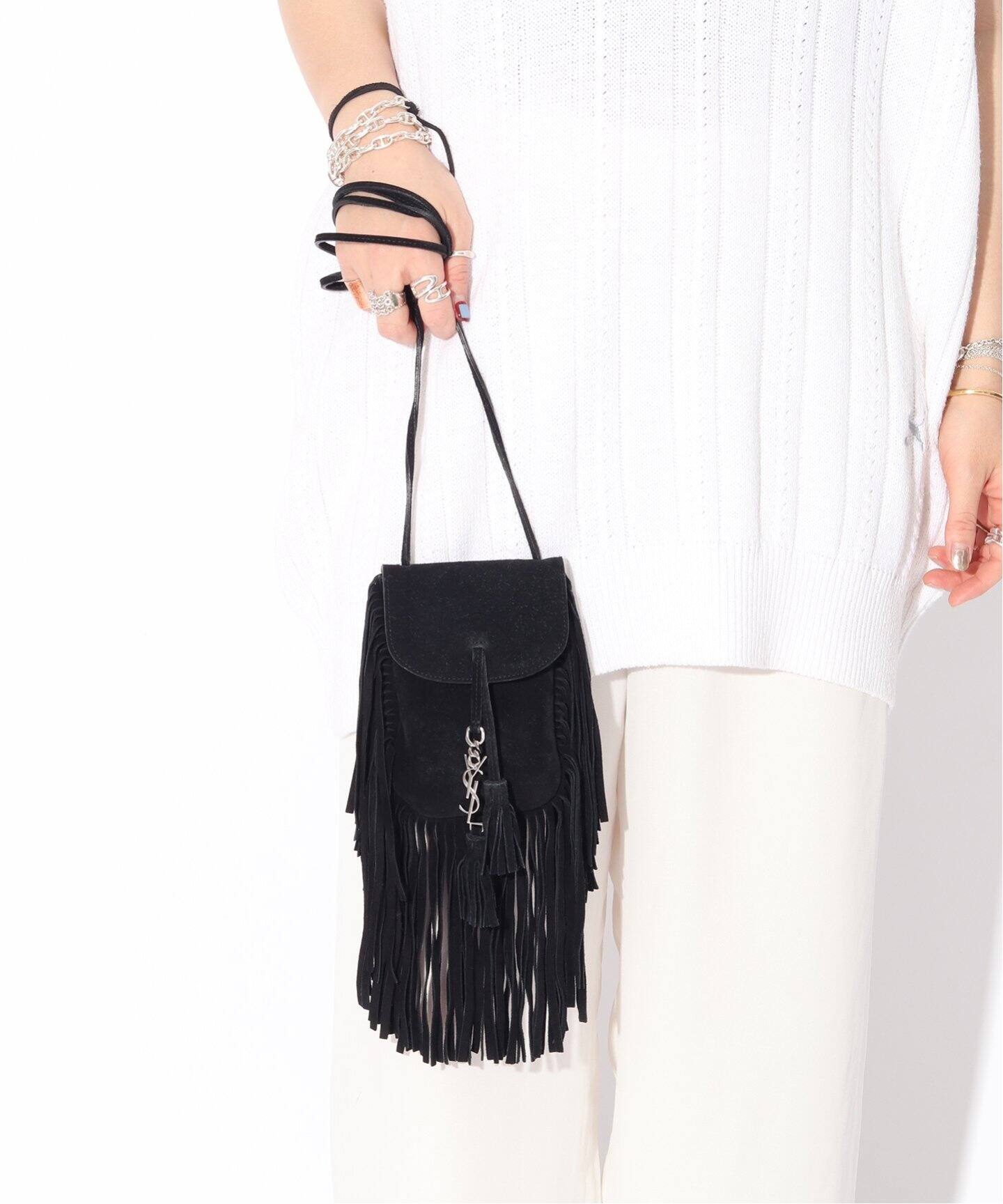 VINTAGE SAINT LAURENT/サンローラン】フリンジショルダーバッグ  