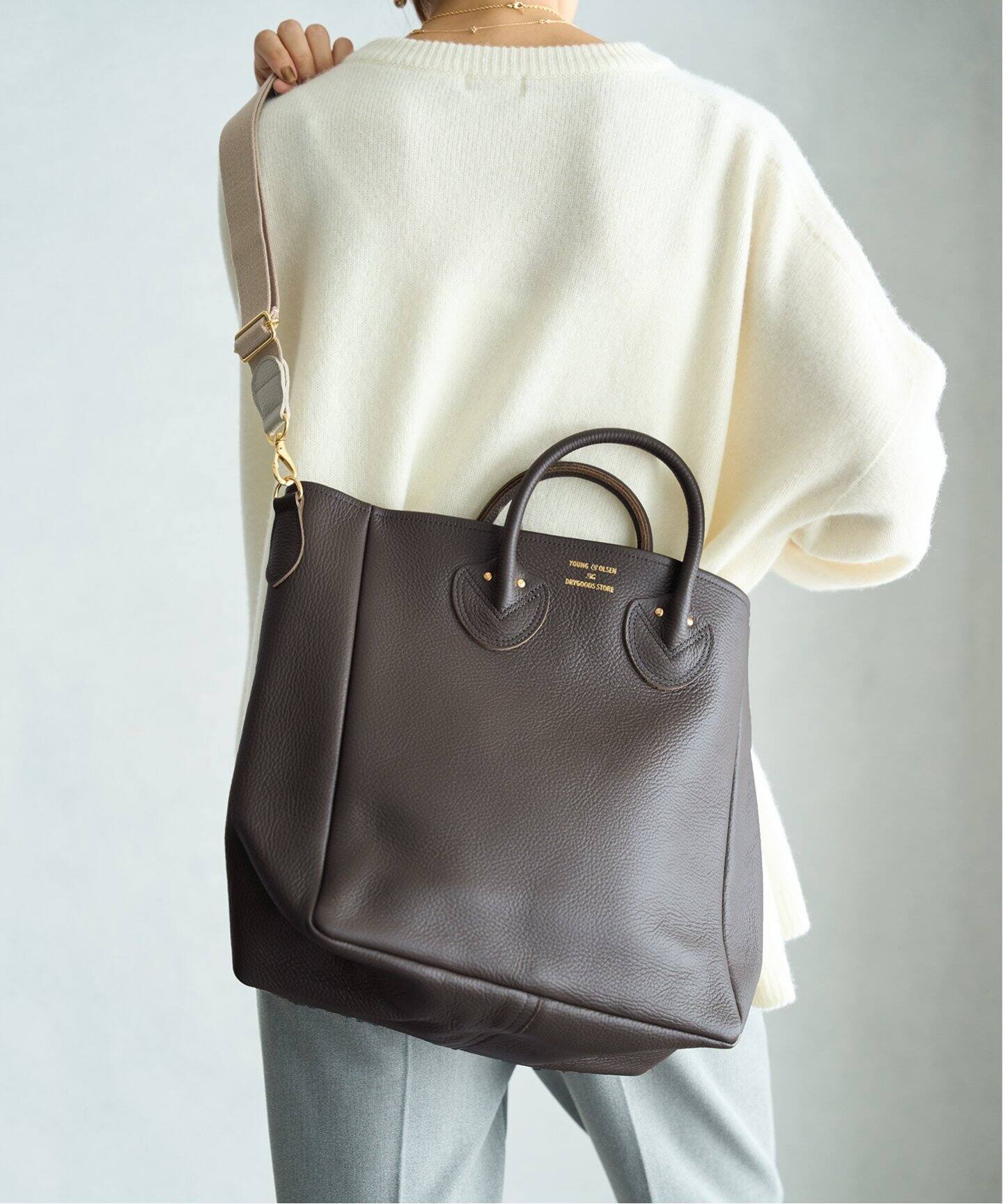 YOUNG&OLSEN/ヤングアンドオルセン】EMBOSSED LEATHER D TOTE M  