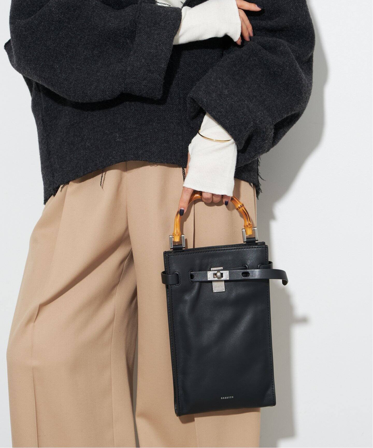 ORSETTO/オルセット】 別注 METALLO BAMBOO ショルダーバッグ  