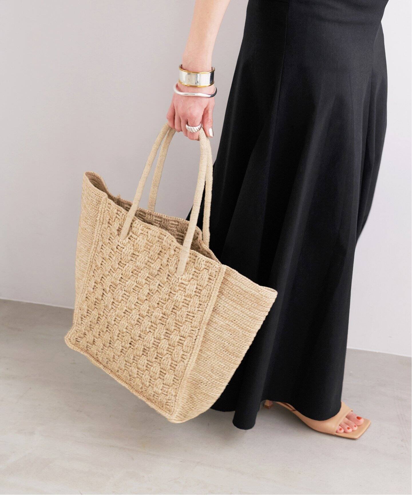 MAISON N.H PARIS ラフィア カゴ ショルダー バッグ ポシェット  