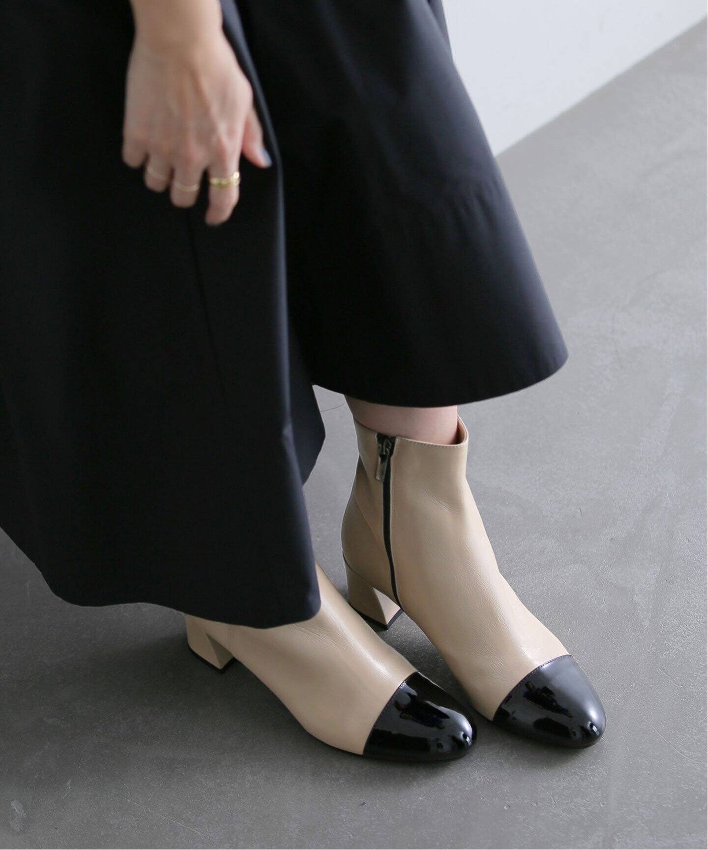 FABIO RUSCONI/ファビオ ルスコーニ】バイカラーアンクルブーツ  