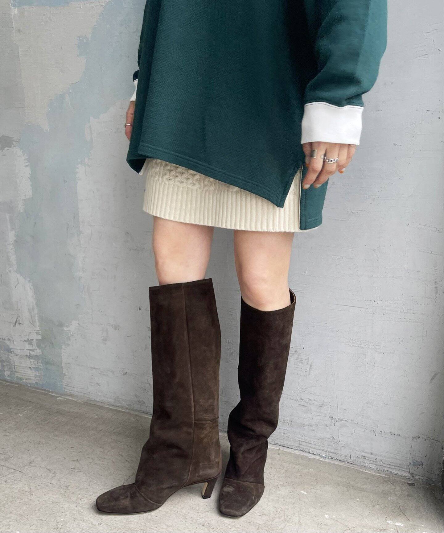 CORSO ROMA 9 / コルソローマノーヴェ】スエードヒールロングブーツ  