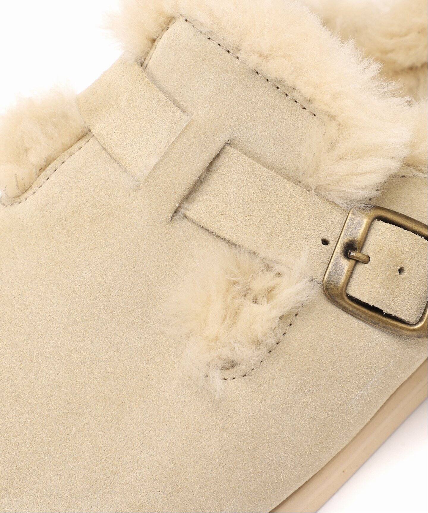 CORSO ROMA 9/コルソローマ】バックル付きファーサンダル（スリッポン 