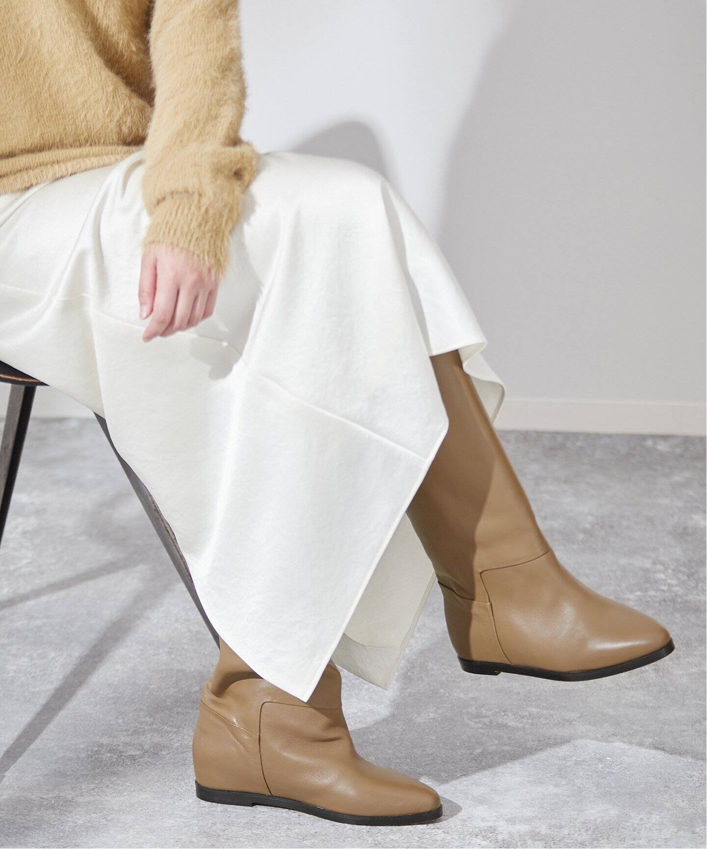 別注》【VINILO/ヴィニーロ】WEDGE HEEL LONG BOOTS：ロングブーツ 