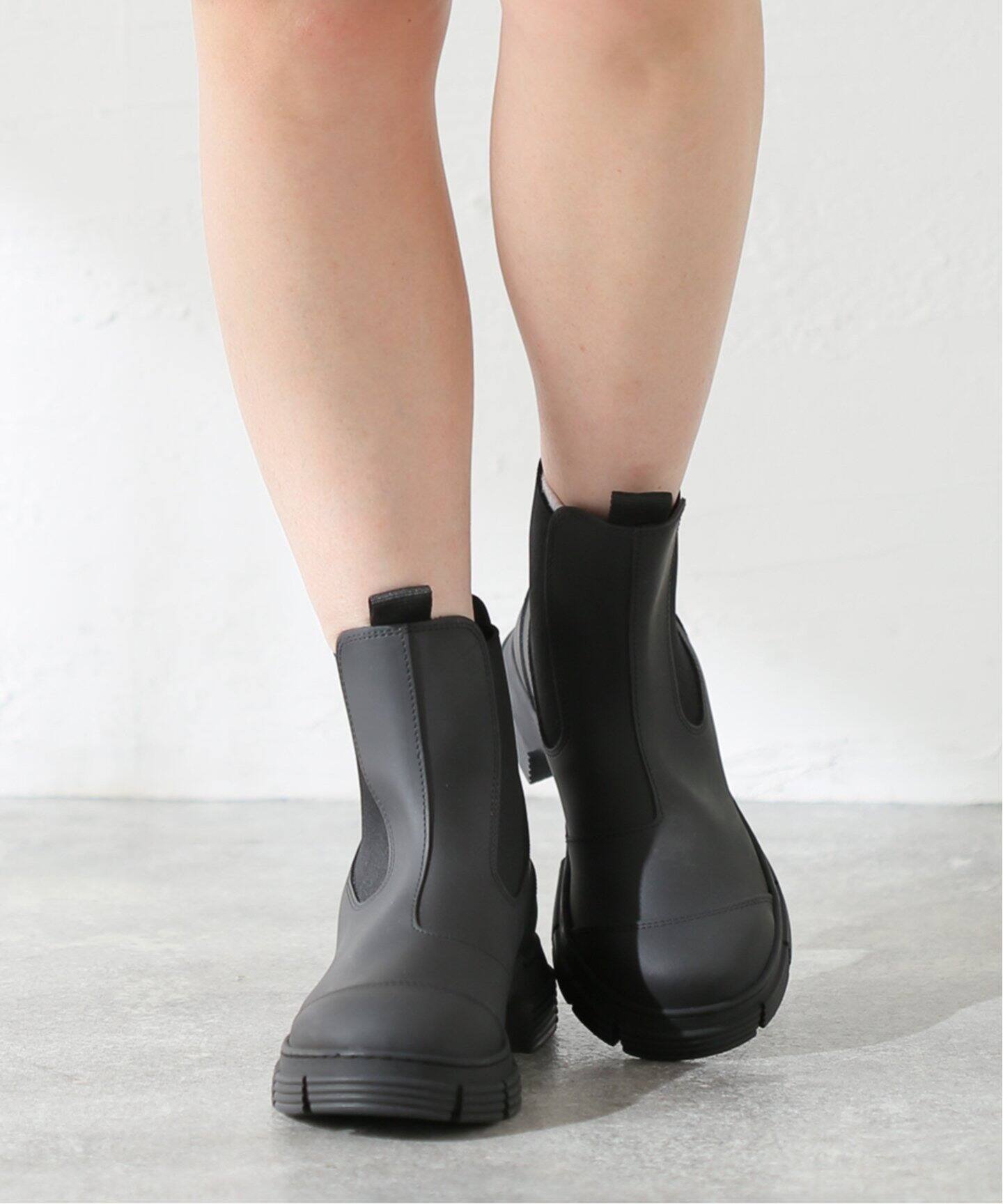 GANNI/ガニー】Recycled Rubber City Boot：ショートブーツ（ブーティ 