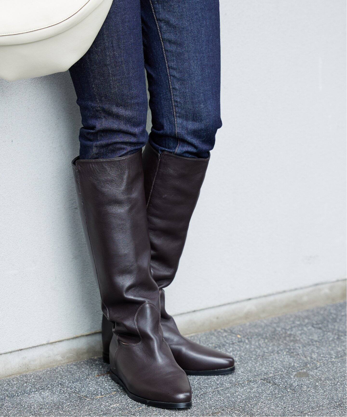 REMME/レメ】WEDGE HEEL LONG BOOTS：ロングブーツ（ロングブーツ 