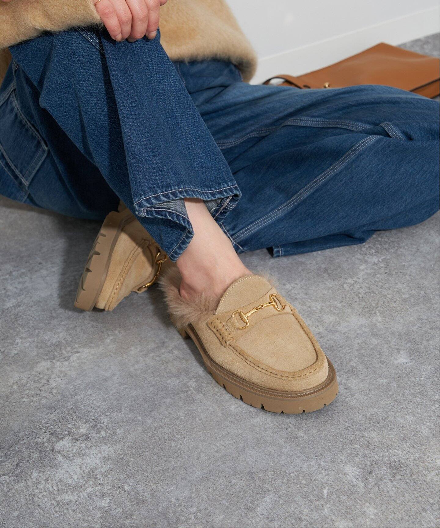 CAMINANDO/カミナンド】SHEARING LINED BIT ミュール（サンダル  