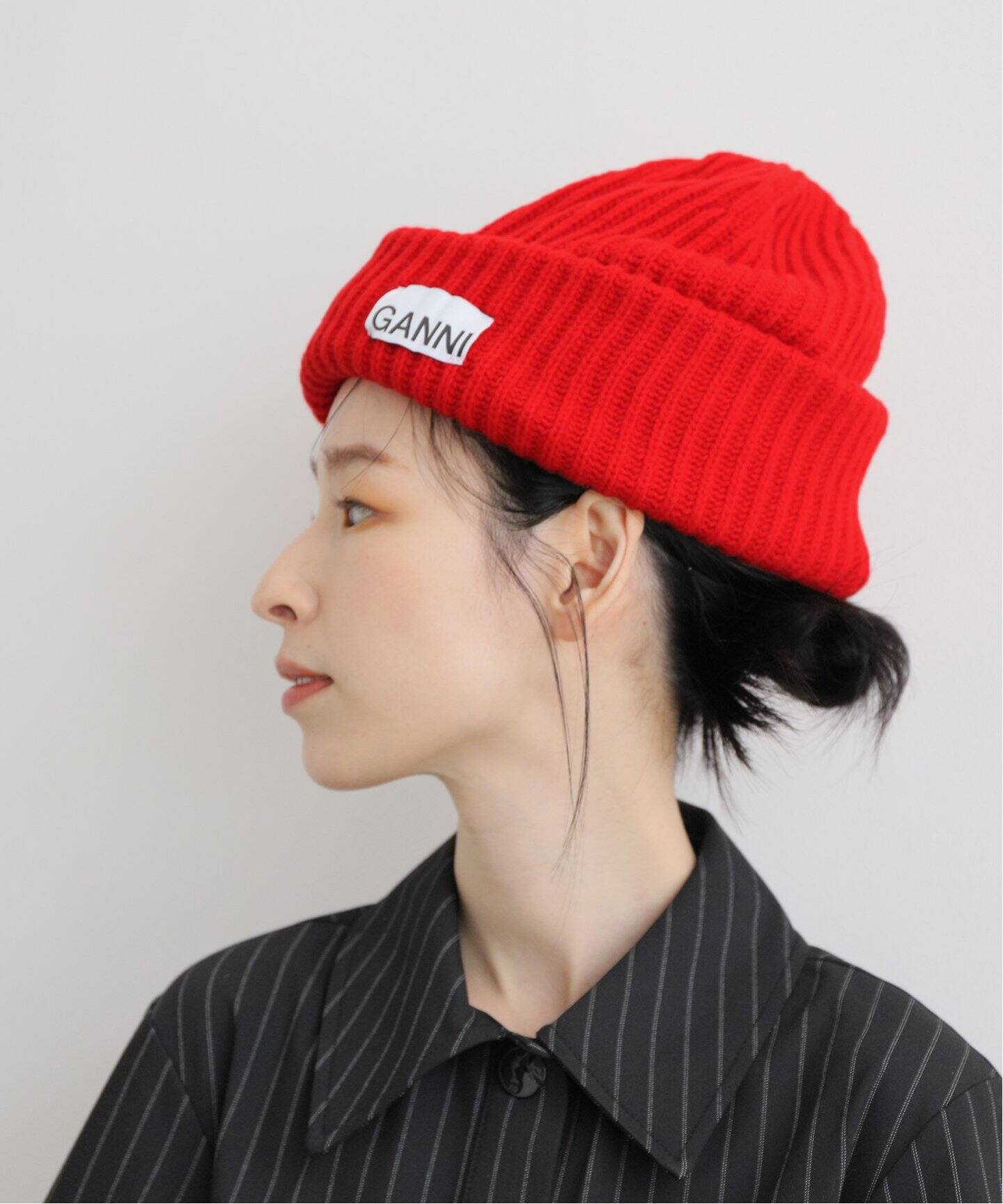 GANNI / ガニー】 Structured Rib Beanie：ビーニー（ニットキャップ 