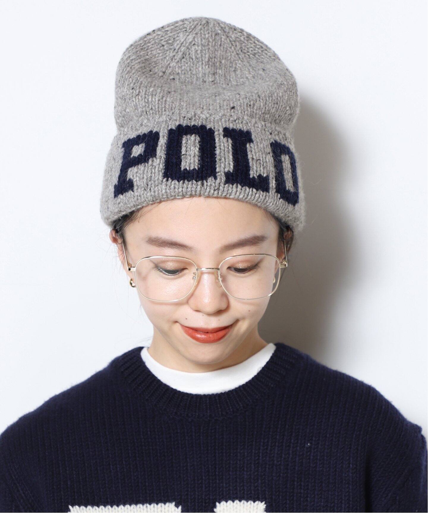 RALPH LAUREN/ラルフローレン】KNIT TWEED ビーニー（ニット 