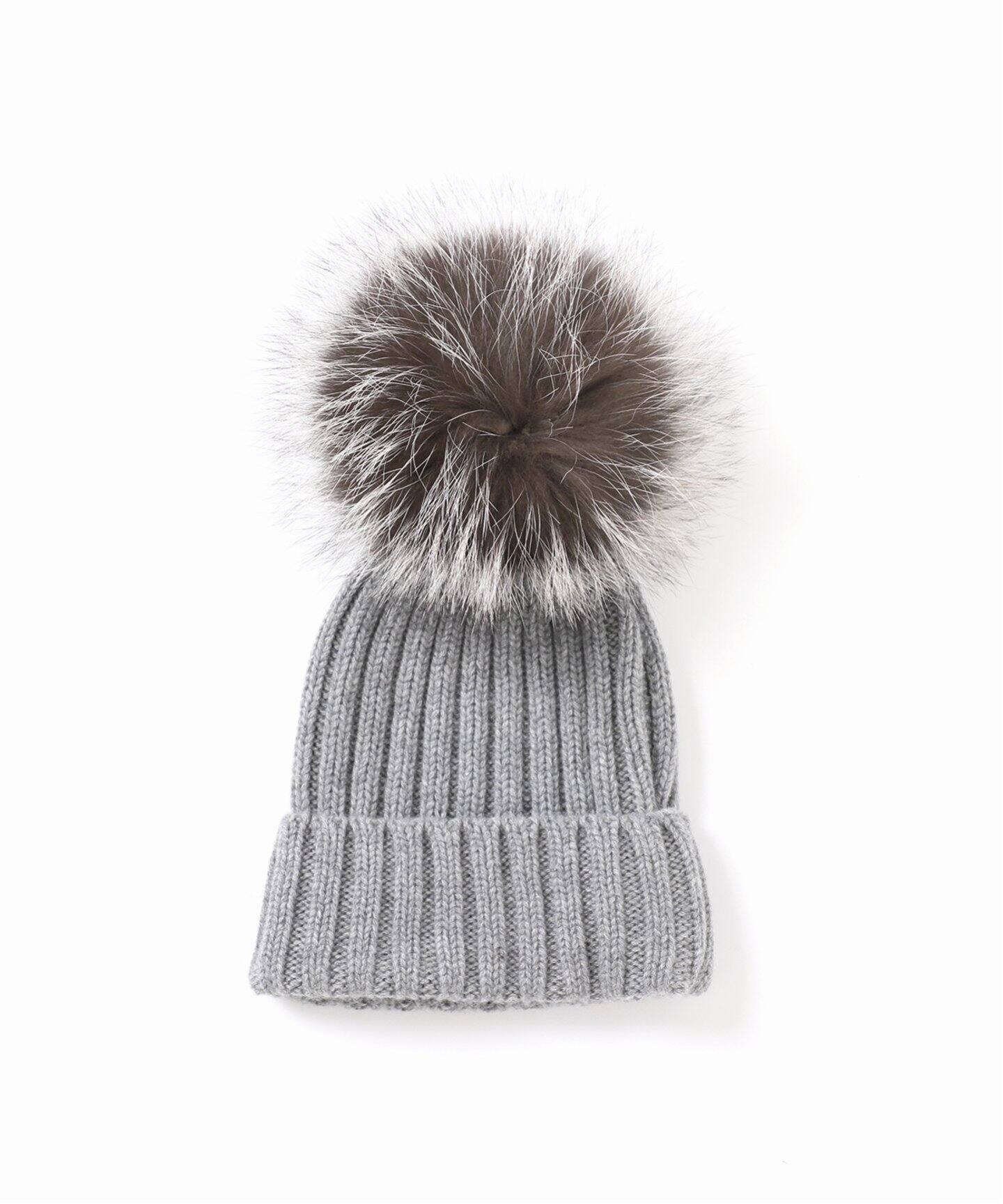 RIVIERA CASHMERE/リヴィエラ カシミヤ】ポンポン付きニットキャップ 