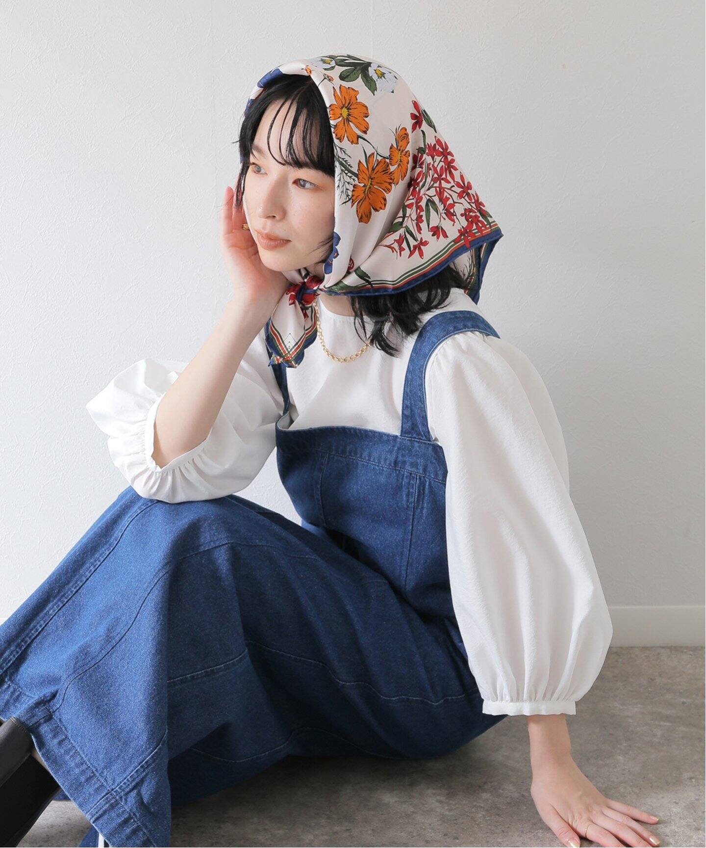 manipuri/マニプリ】シルクスカーフ garden 65*65（スカーフ／バンダナ  