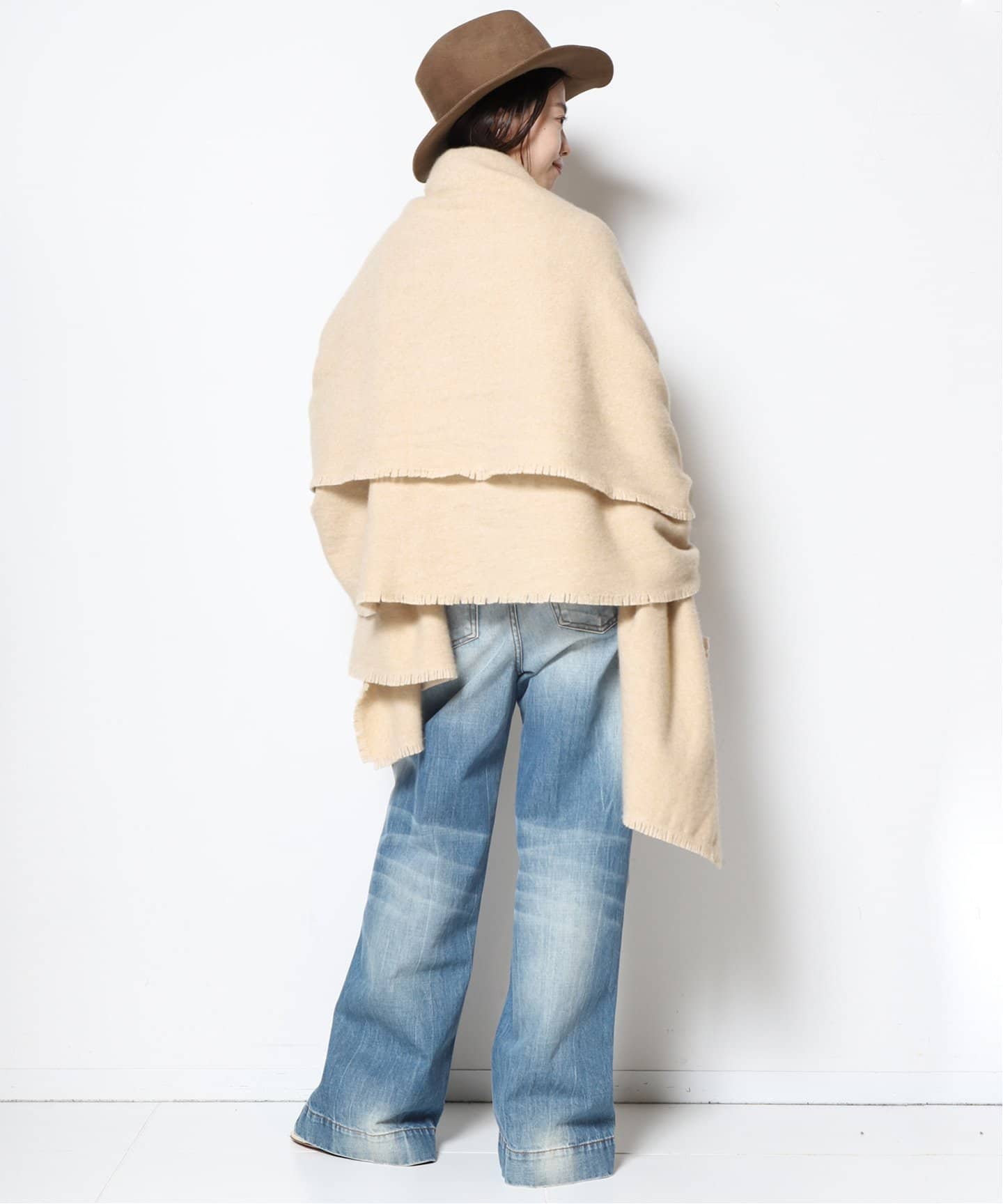 MUSE ドゥーズィエムクラス カシミヤ混 ポンチョストール 羽織り