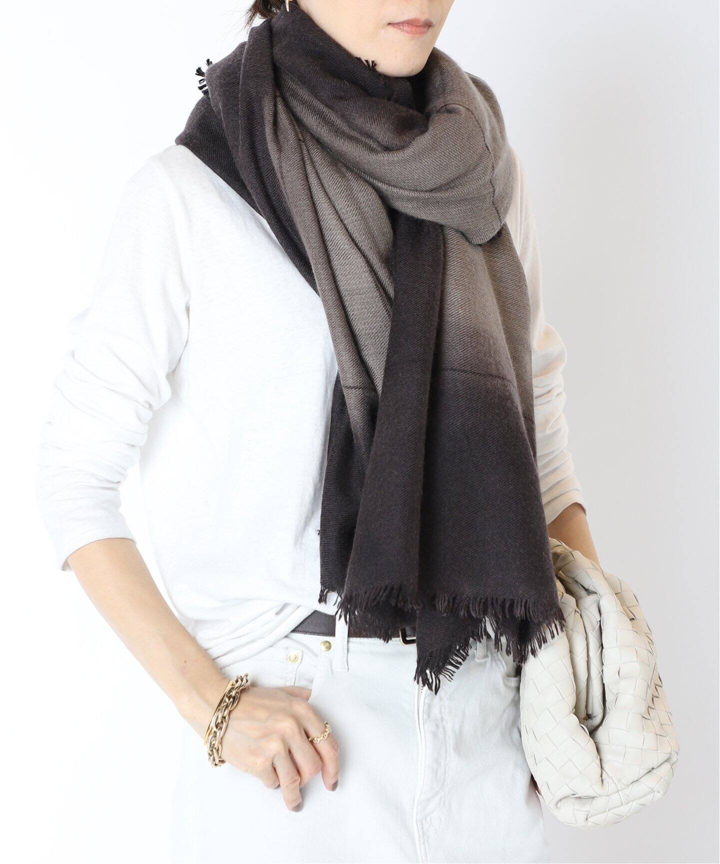 ALONPI CASHMERE/アロンピ カシミア】カシミア シルク チェック 