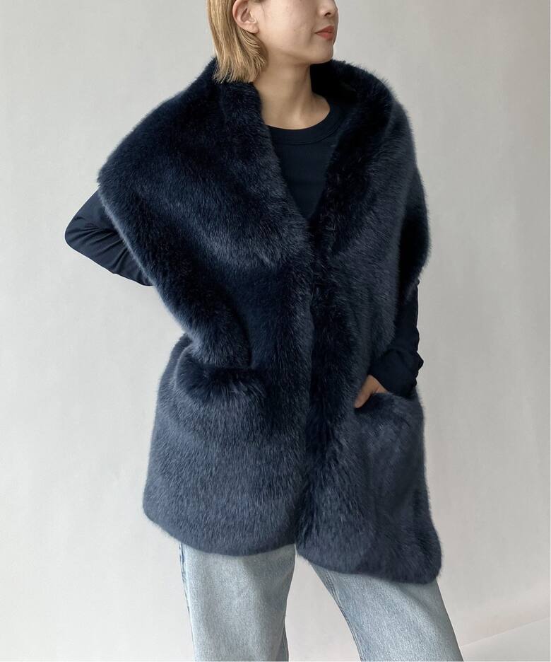 A POINT ETC/アーポワン ウテセ】ECHARPE 2 POCHES ファー  