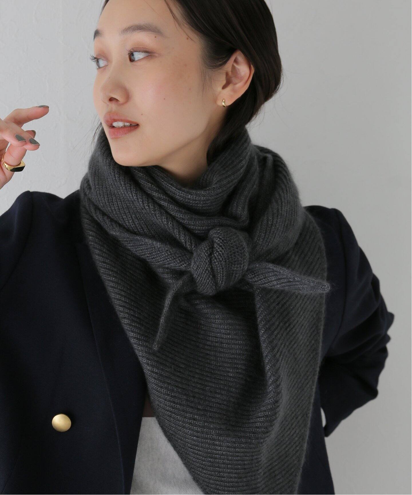 ASAUCE MELER / アソースメレ】モヘア混フラッフィートライアングル  