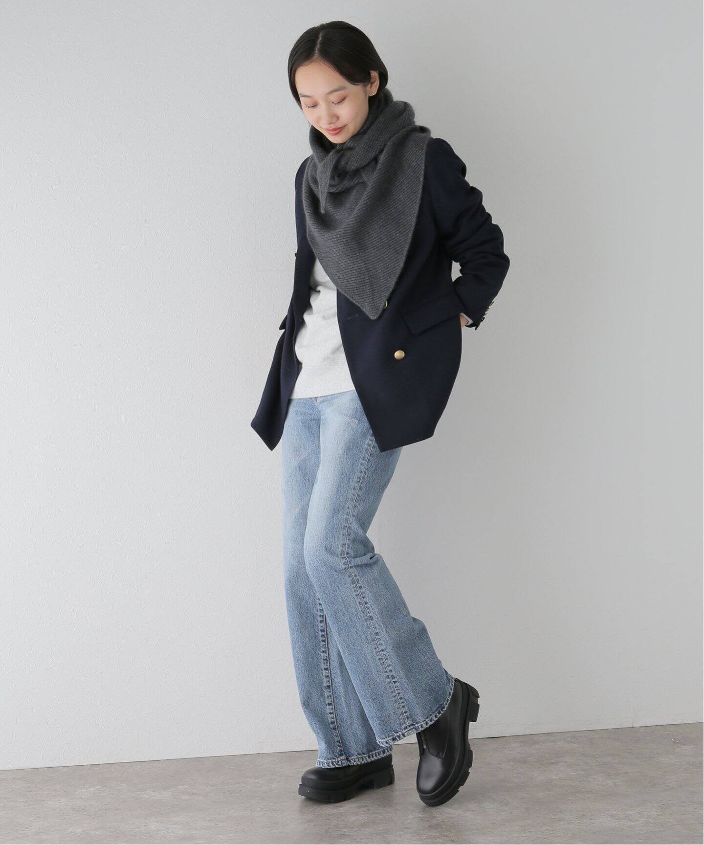 ASAUCE MELER / アソースメレ】モヘア混フラッフィートライアングル  