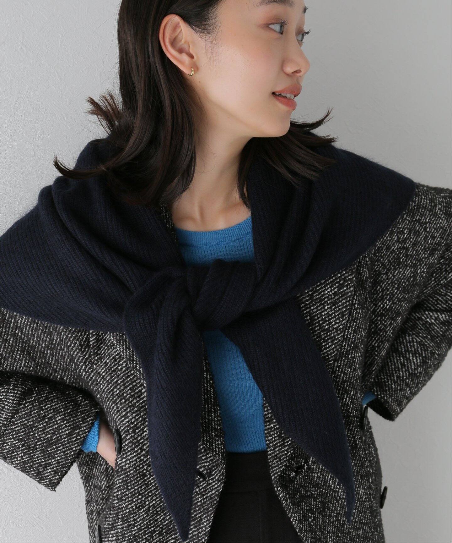 ASAUCE MELER / アソースメレ】モヘア混フラッフィートライアングル  