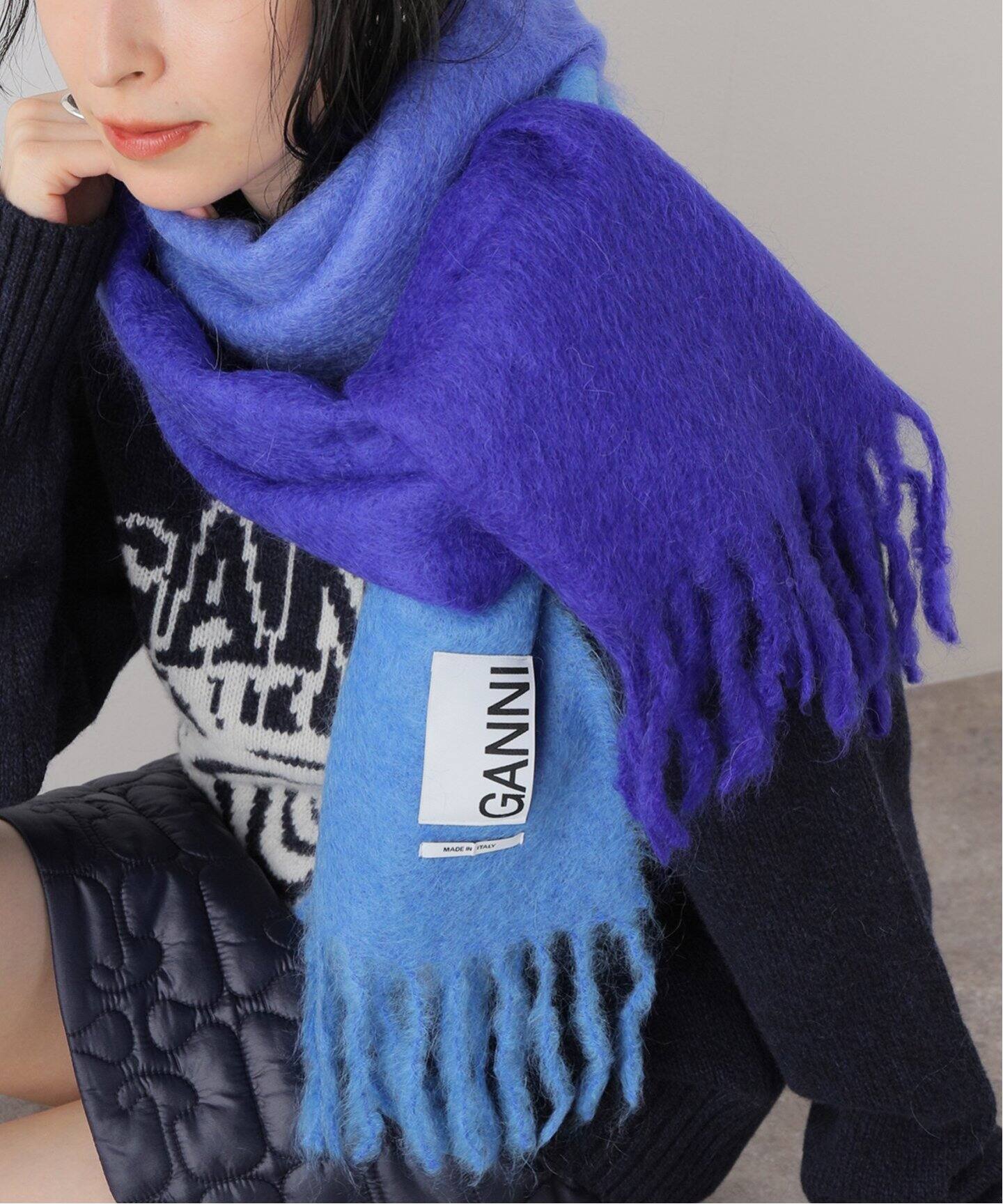 GANNI / ガニー】Mohair Gradient Scarf：マフラー（マフラー  