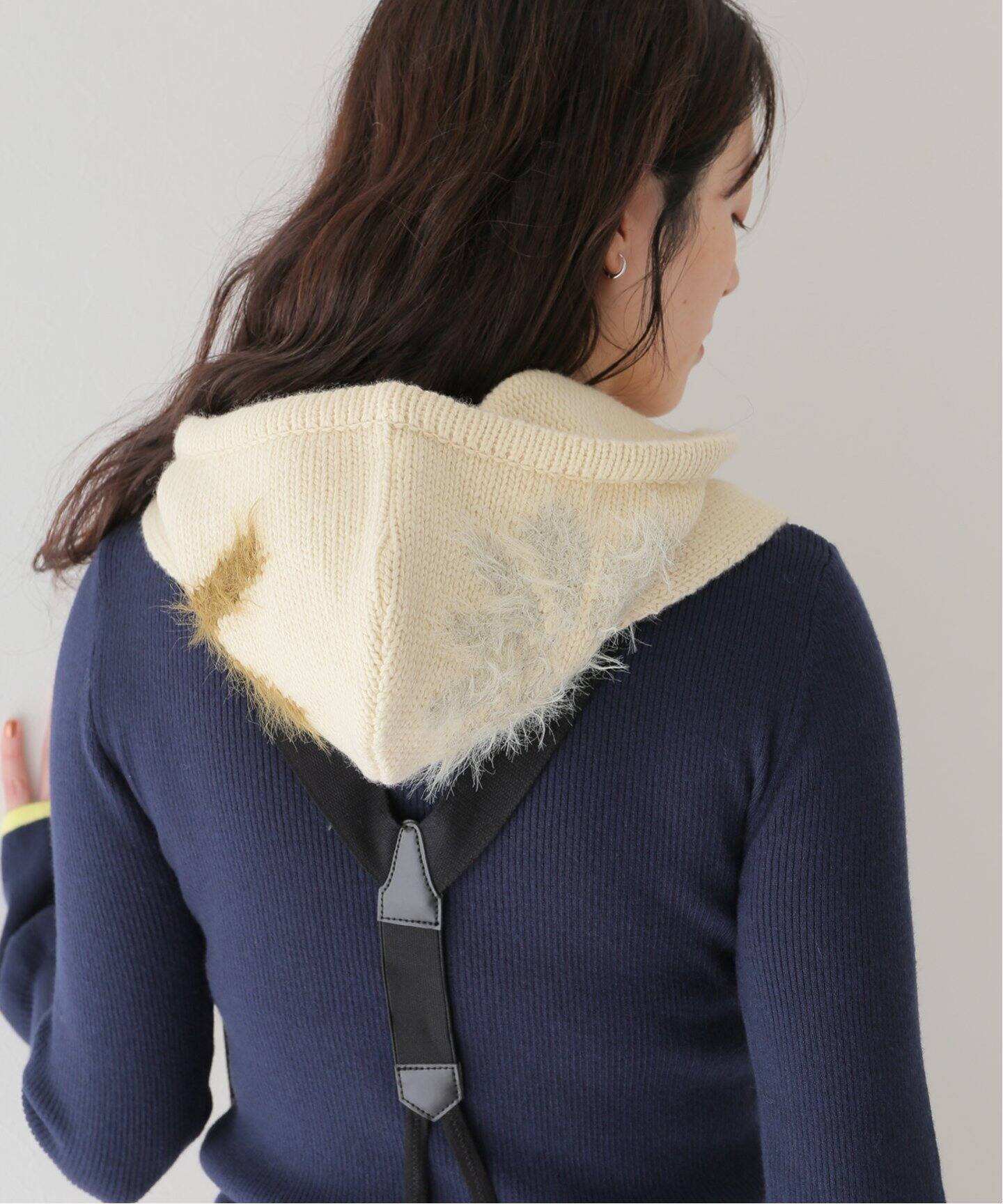 OPEN YY / オープンワイワイ】SHAGGY JACQUARD HOODED SCARF（マフラー 