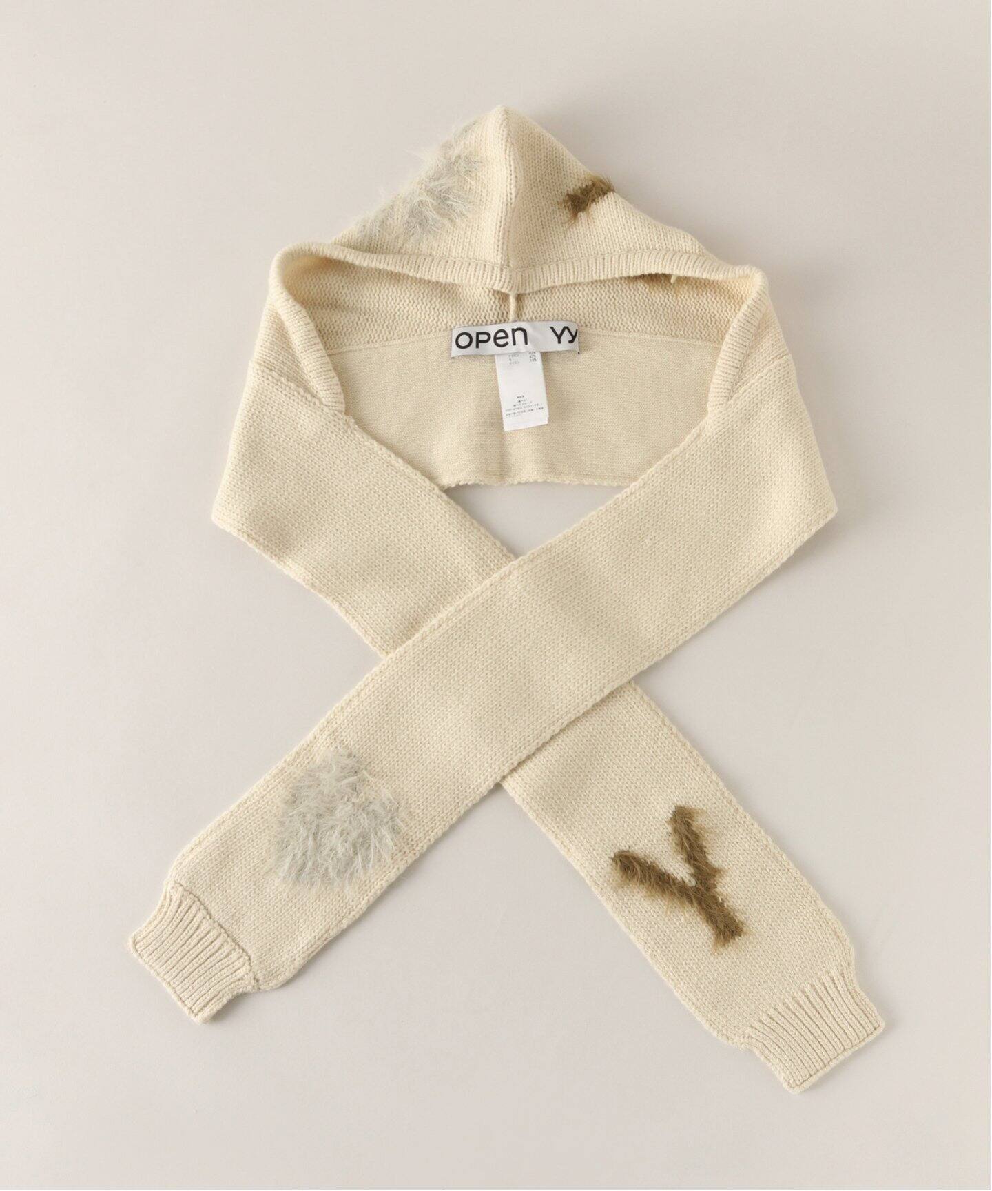 OPEN YY / オープンワイワイ】SHAGGY JACQUARD HOODED SCARF（マフラー  