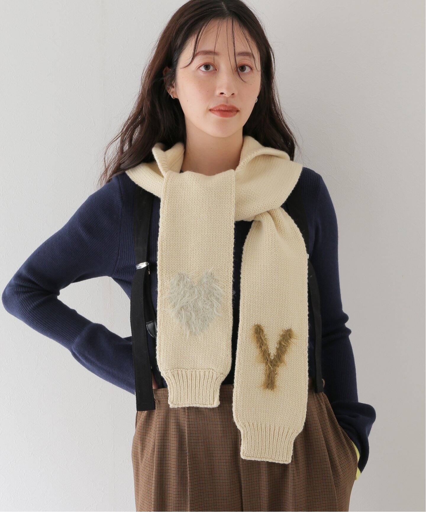 OPEN YY / オープンワイワイ】SHAGGY JACQUARD HOODED SCARF 