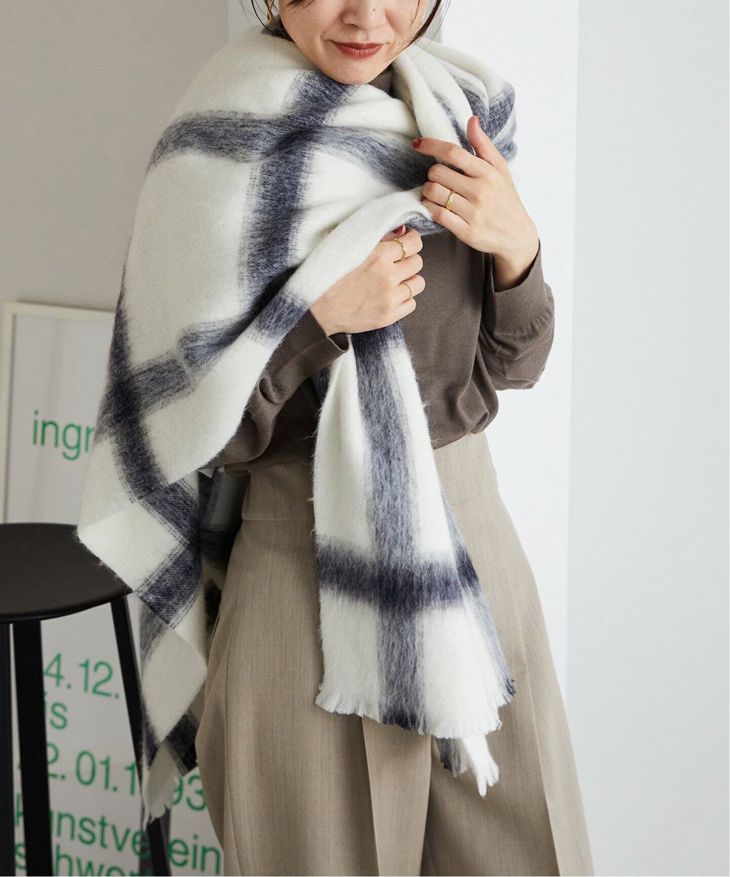 ASAUCE MELER/アソースメレ】アルパカ ウィンドペン シャギーストール  