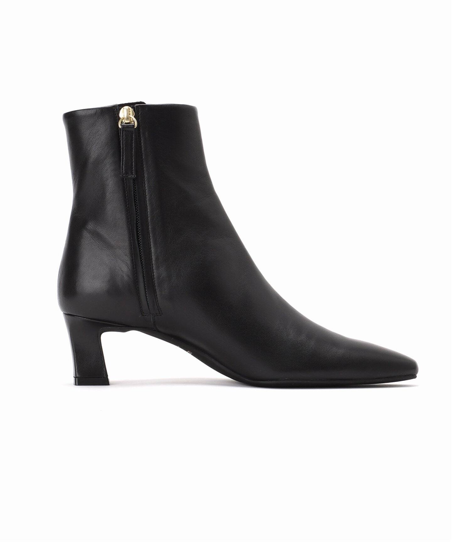 5cmレザーナロースクエアソフトショートブーツ（ブーティ・ショート  