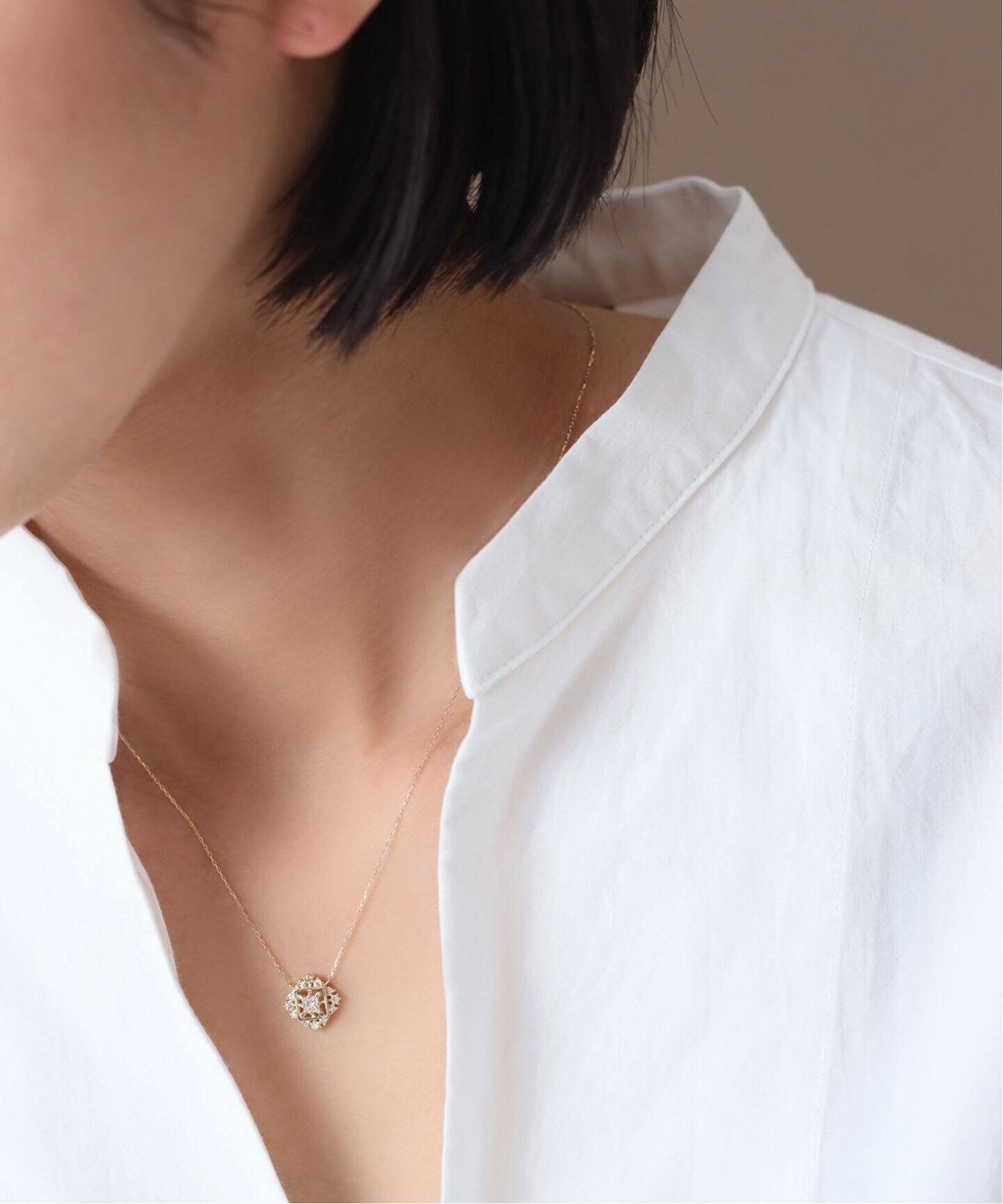 プリンセスカットダイヤネックレス K10（ネックレス）｜Lilas（リラ 