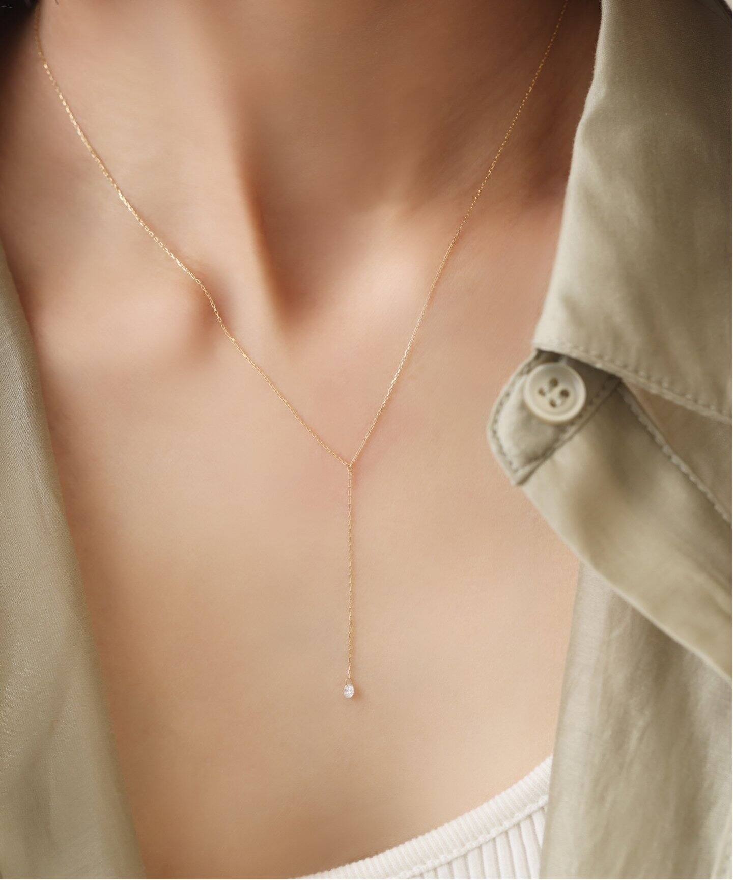ホールダイヤYチェーンネックレス K18（ネックレス）｜Lilas（リラ）の 