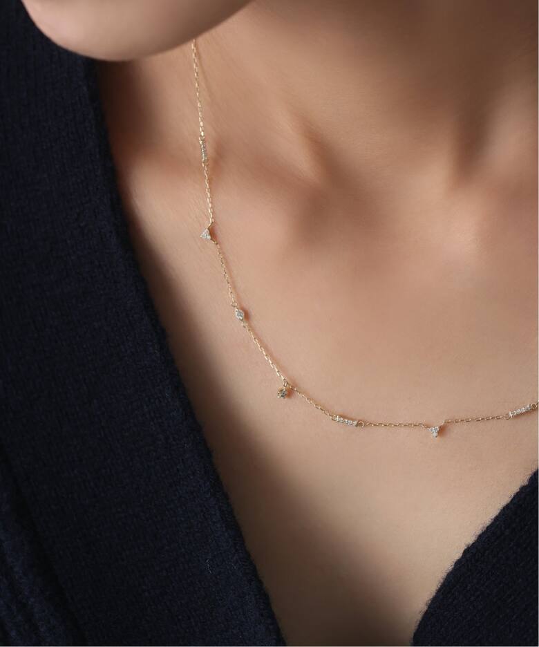 ミックスダイヤモチーフネックレス K10（ネックレス）｜Lilas（リラ 