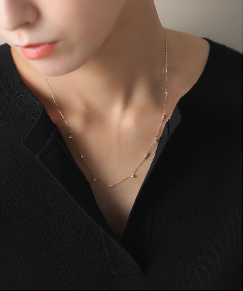 ミックスダイヤモチーフネックレス K10（ネックレス）｜Lilas（リラ 