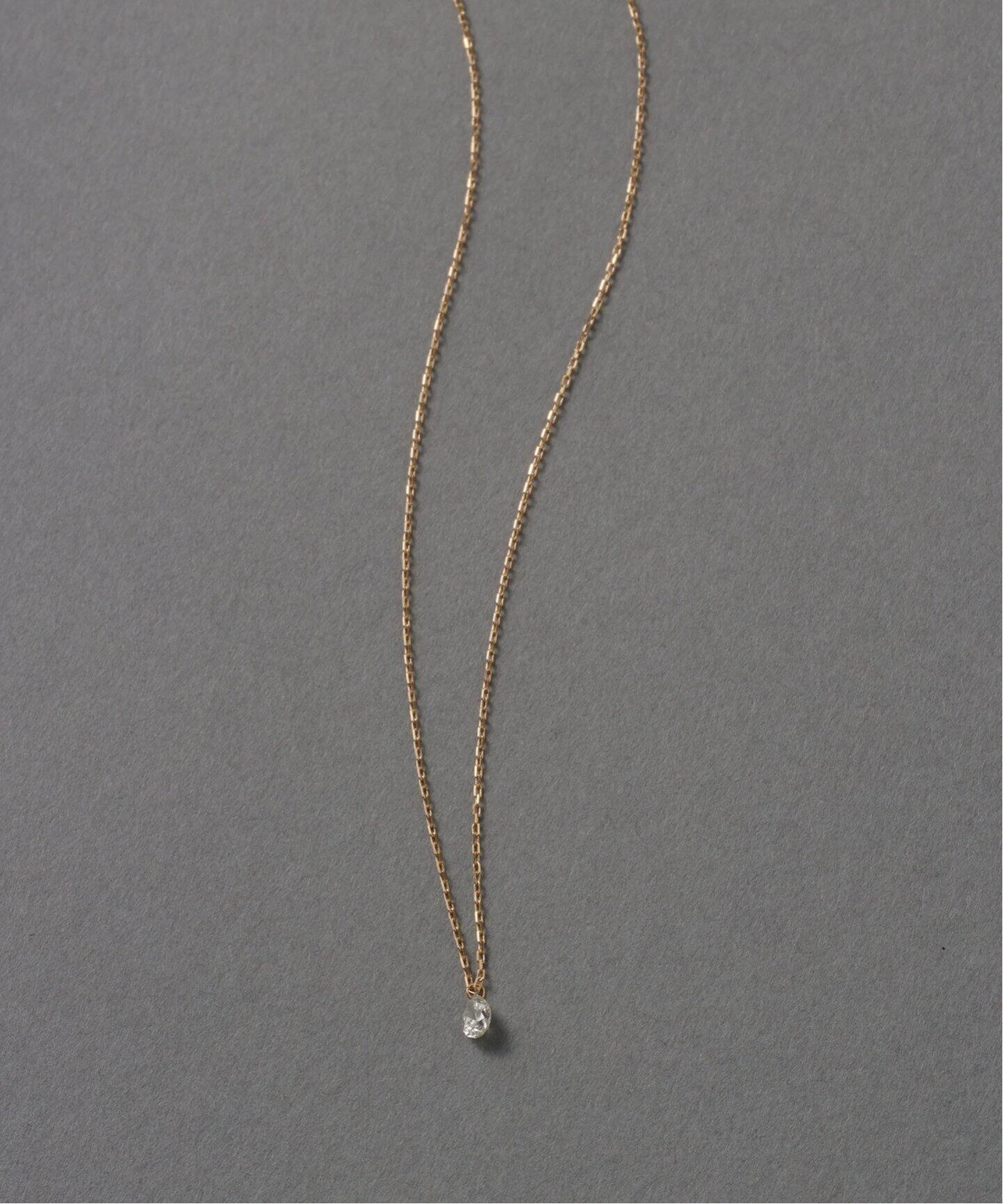 ペアシェイプホールダイヤネックレス0.1ct K18（ネックレス）｜Lilas 