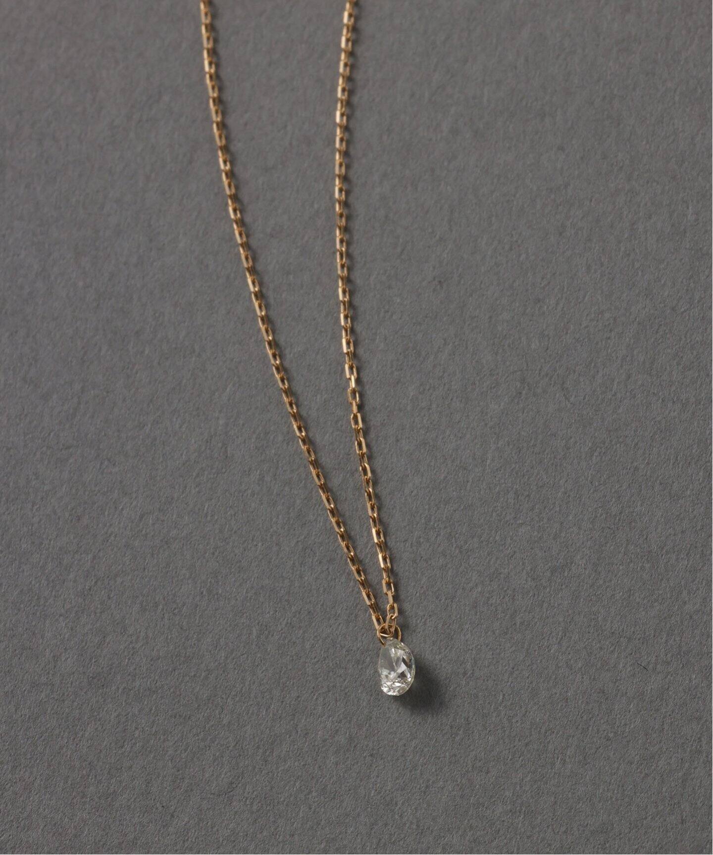 ペアシェイプホールダイヤネックレス0.1ct K18（ネックレス）｜Lilas  
