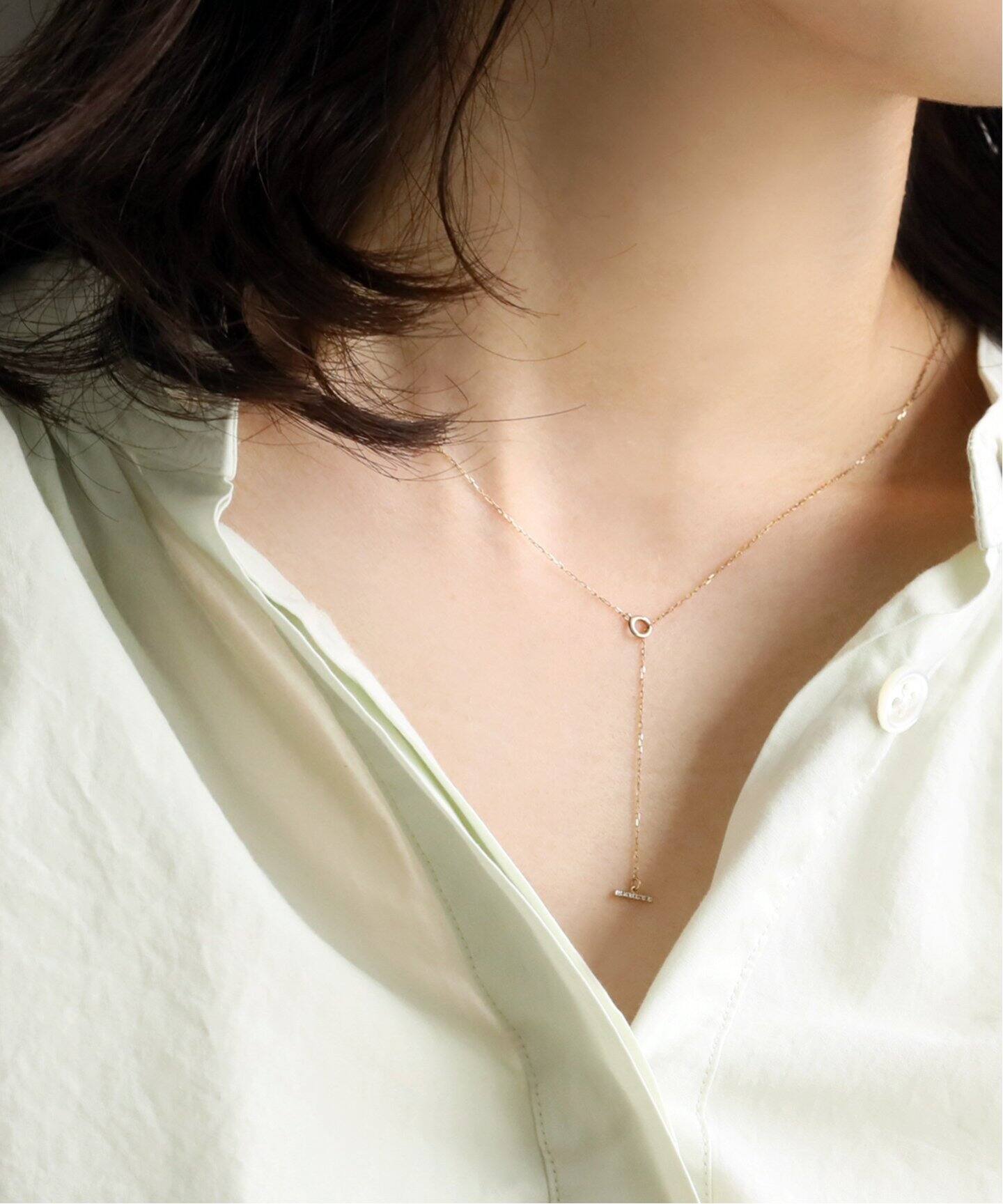 Tバーダイヤライン50cmネックレス K10（ネックレス）｜Lilas（リラ）の 