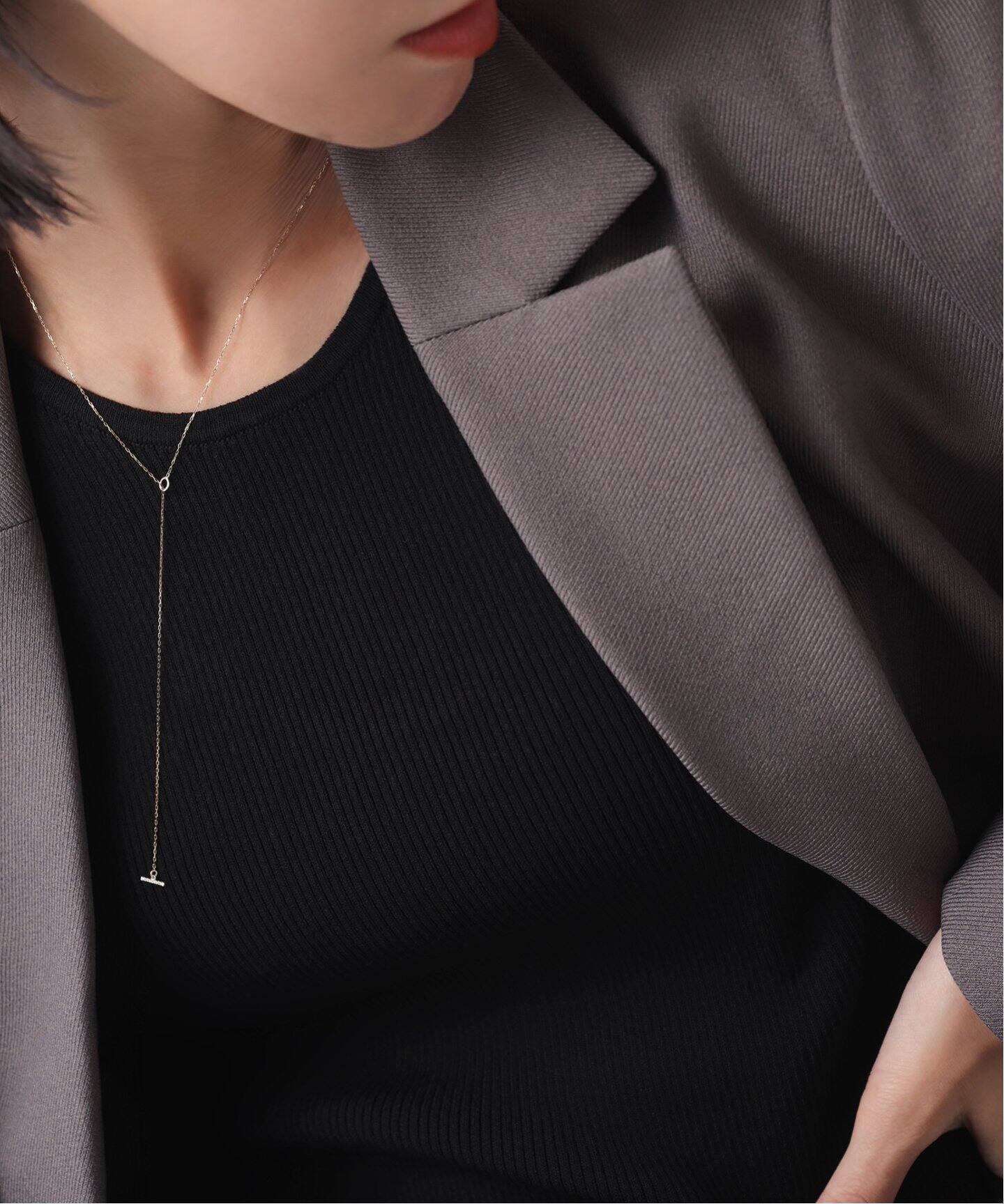 Tバーダイヤライン50cmネックレス K10（ネックレス）｜Lilas（リラ）の 
