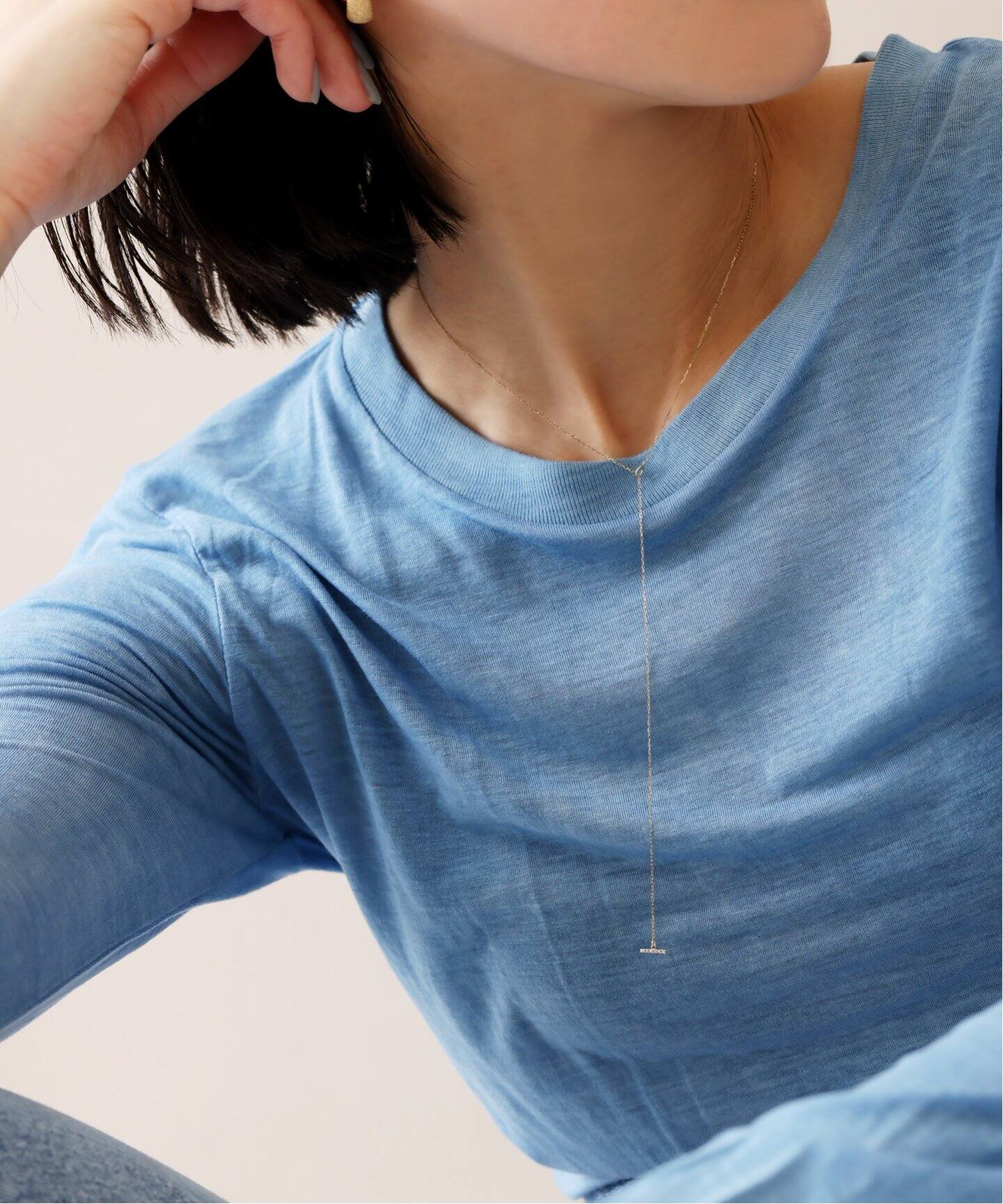 Tバーダイヤライン50cmネックレス K10（ネックレス）｜Lilas（リラ）の 