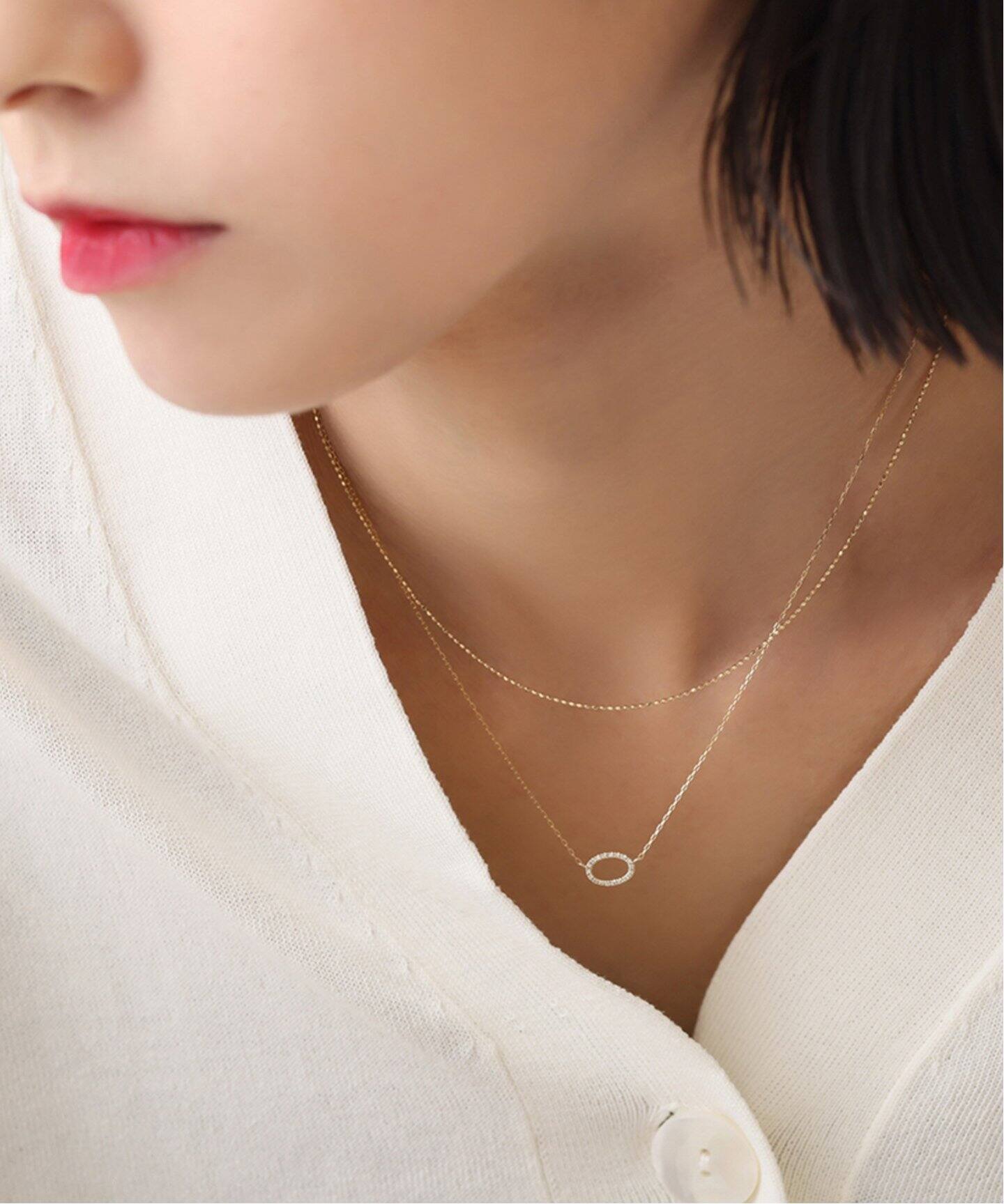 オーバルラインダイヤ40cmネックレス K10（ネックレス）｜Lilas（リラ  