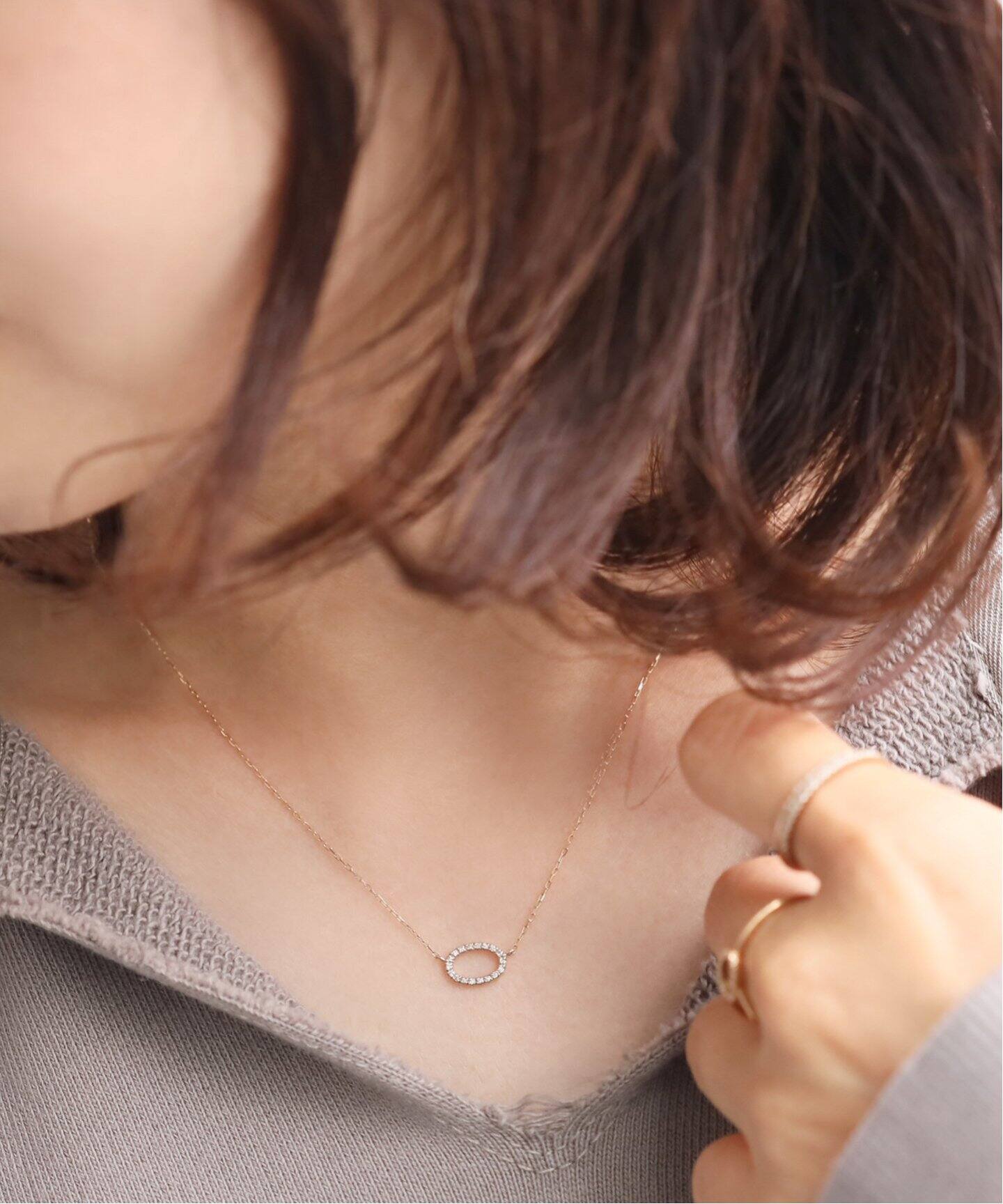 オーバルラインダイヤ40cmネックレス K10（ネックレス）｜Lilas（リラ 