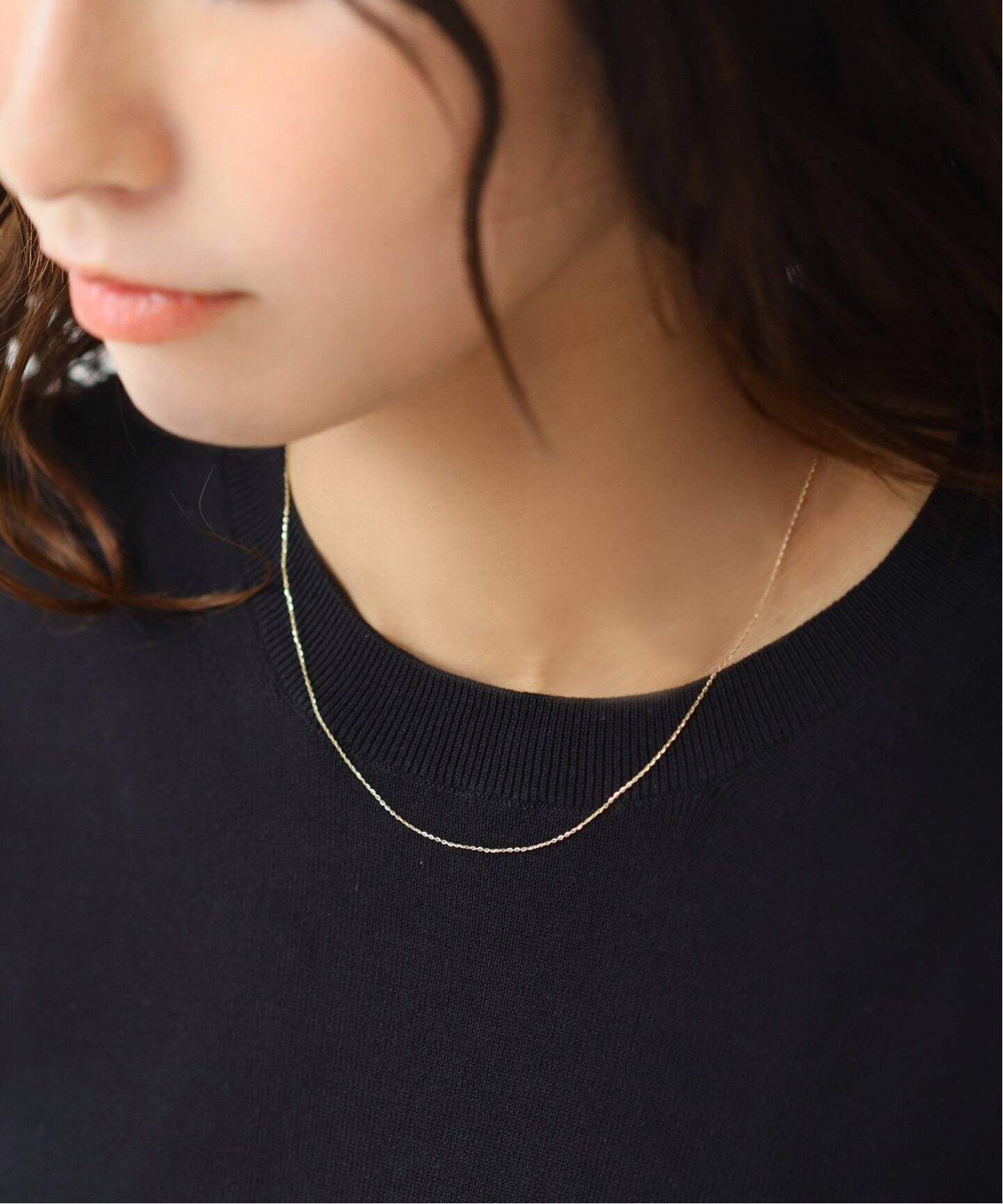 シャインカットアズキチェーンネックレス 35cm K10（ネックレス 