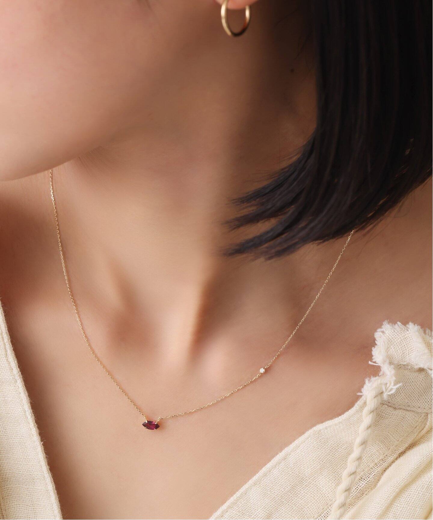 ロードライトガーネット*ダイヤネックレス K10（ネックレス）｜Lilas  