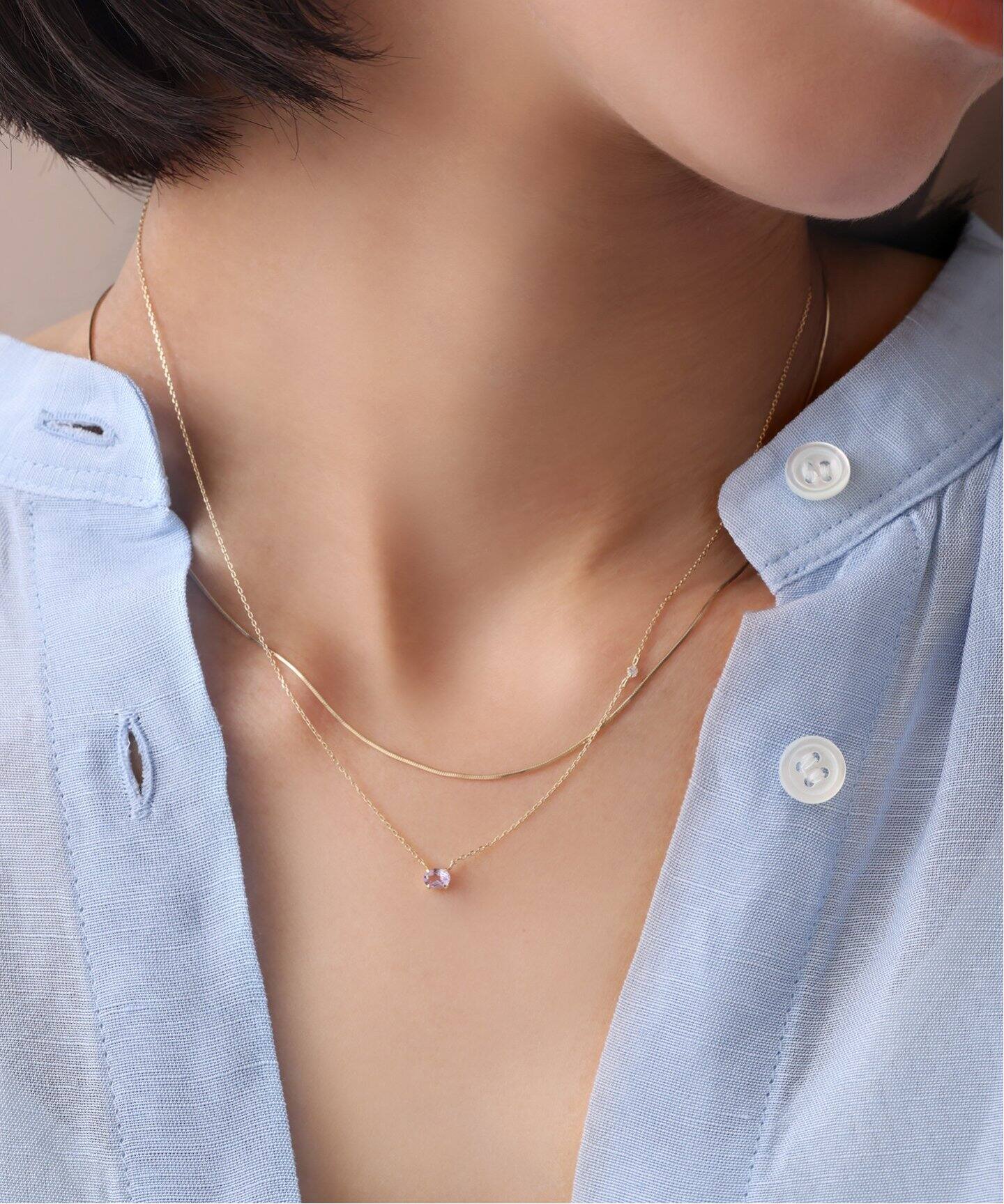 ライトアメジスト*ダイヤネックレス K10（ネックレス）｜Lilas（リラ  