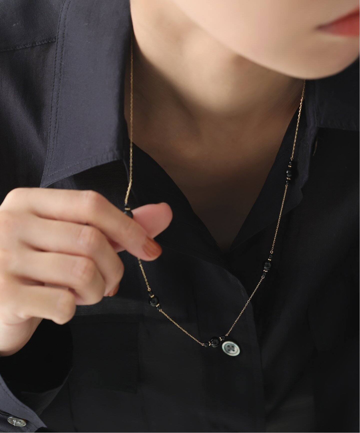 オニキス3ピースステーションネックレス K10（ネックレス）｜Lilas  