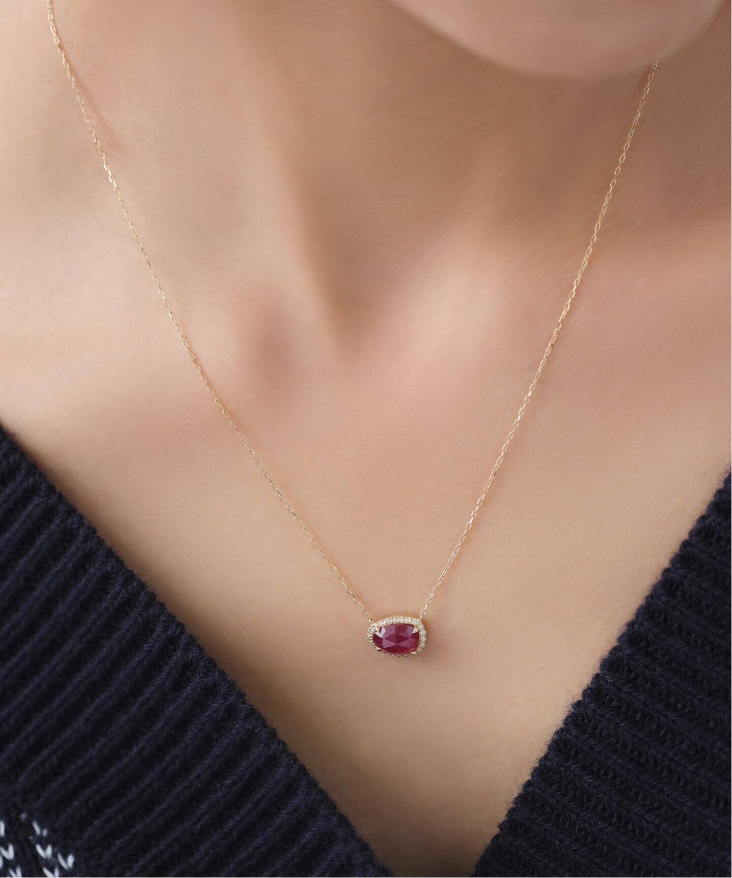 スライスルビーダイヤネックレス K10（ネックレス）｜Lilas（リラ）の  