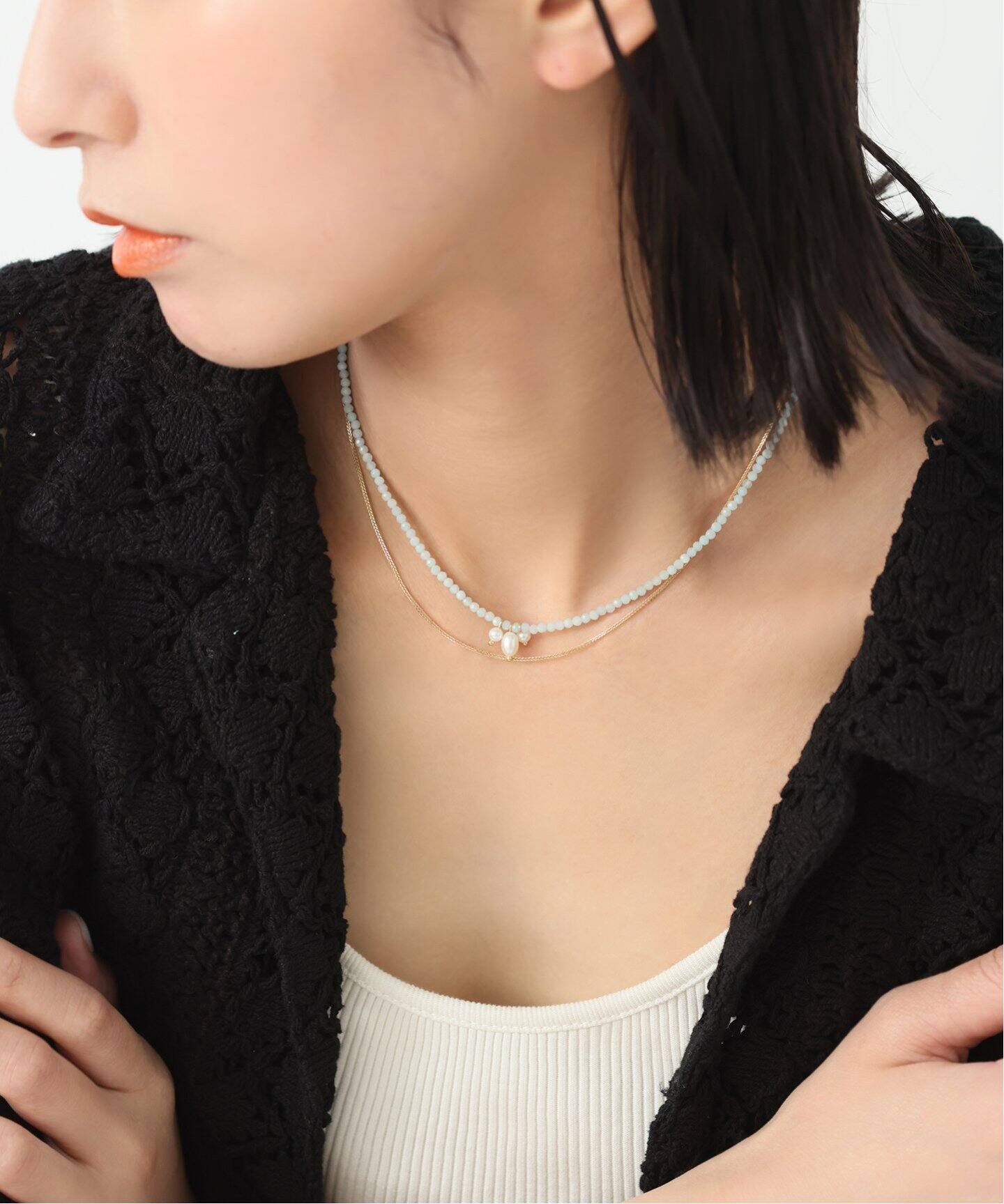 SAMH by LILAS】 アマゾナイトビーズネックレス SV（ネックレス 