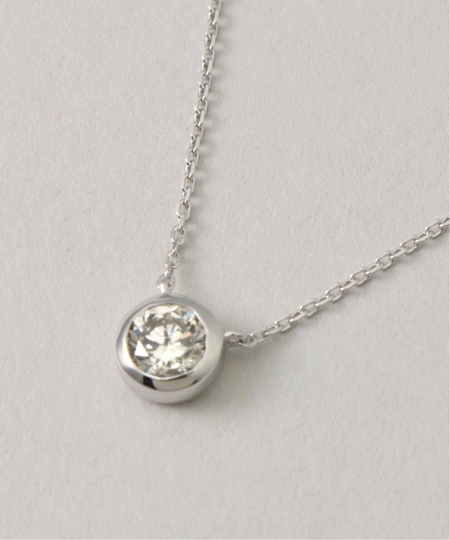 18KWG 0.2ct ダイヤモンド フクリンネックレス（ネックレス 