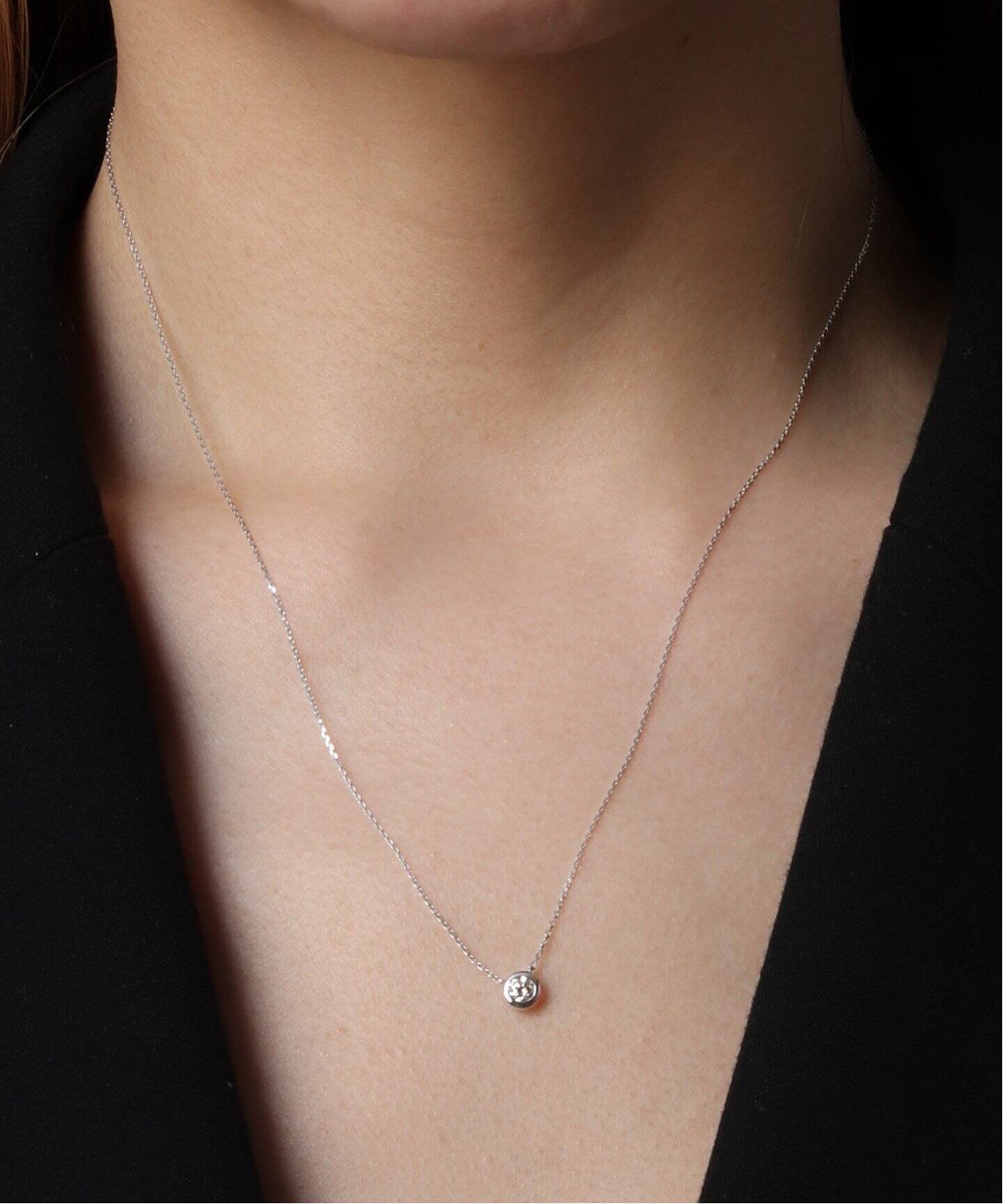 18KWG 0.2ct ダイヤモンド フクリンネックレス（ネックレス 