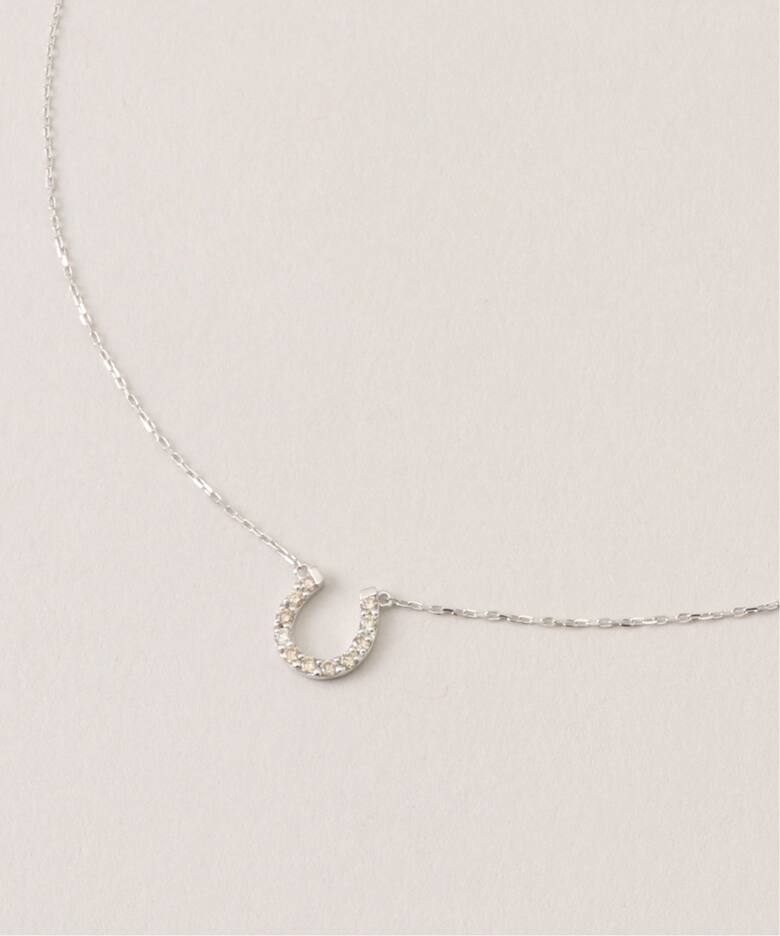 18KWG 0.09ct ダイヤモンド ホースシューネックレス（ネックレス 