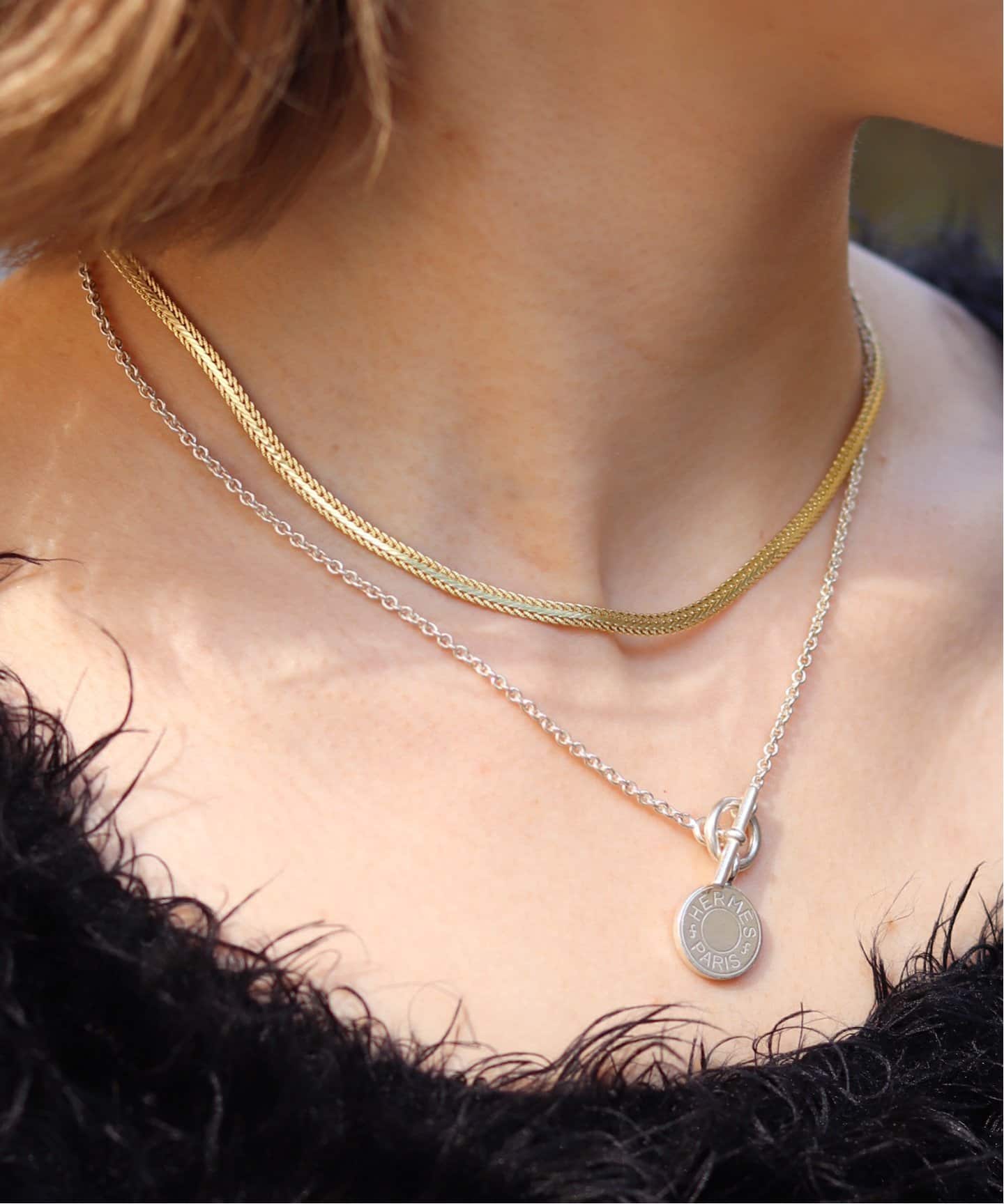 アクセサリー HERMES Sellier Gold Necklace vintage HERMES Sellier Gold Necklace vintage